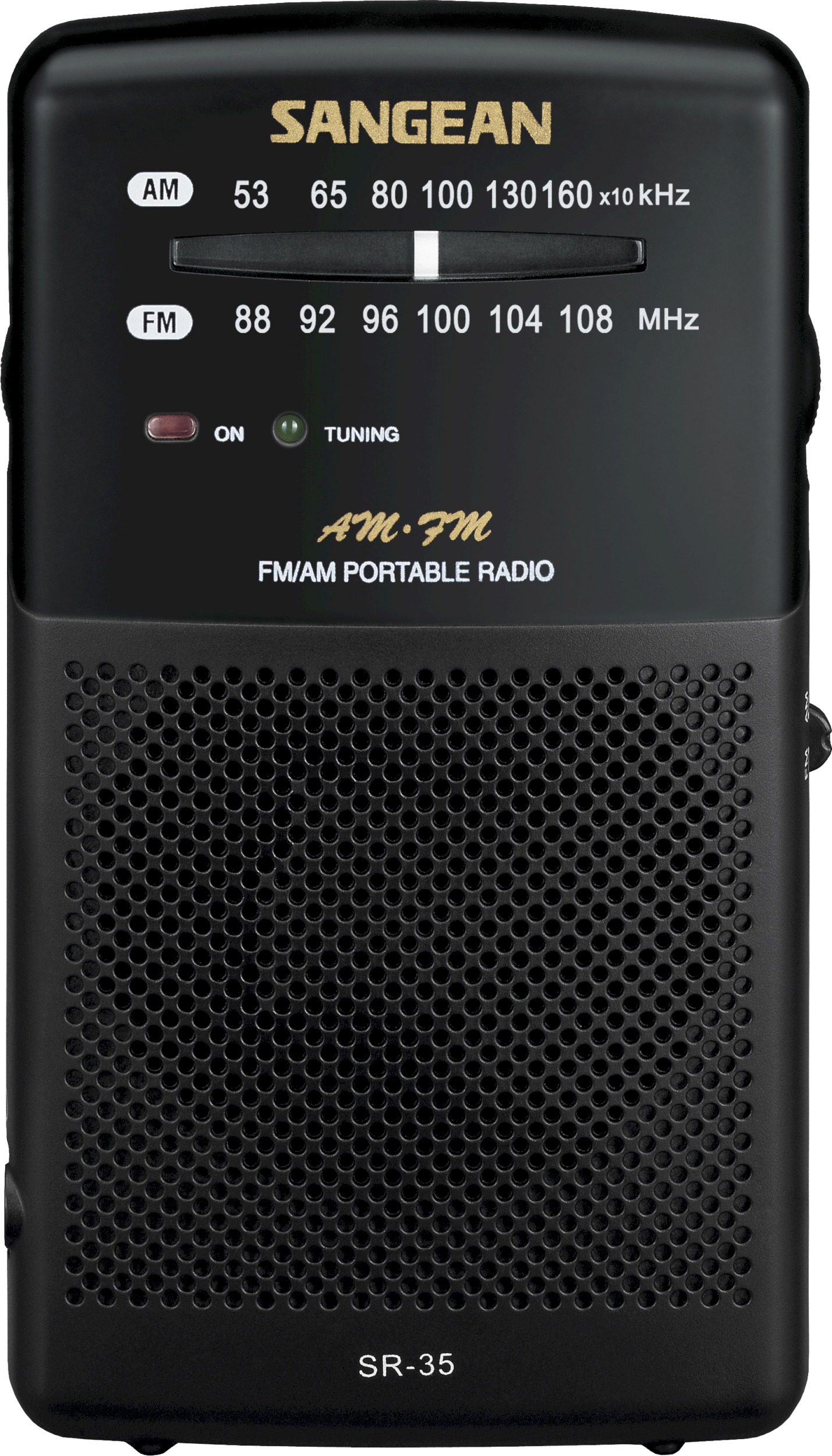 SR-35, portable compact FM/AM radio, black