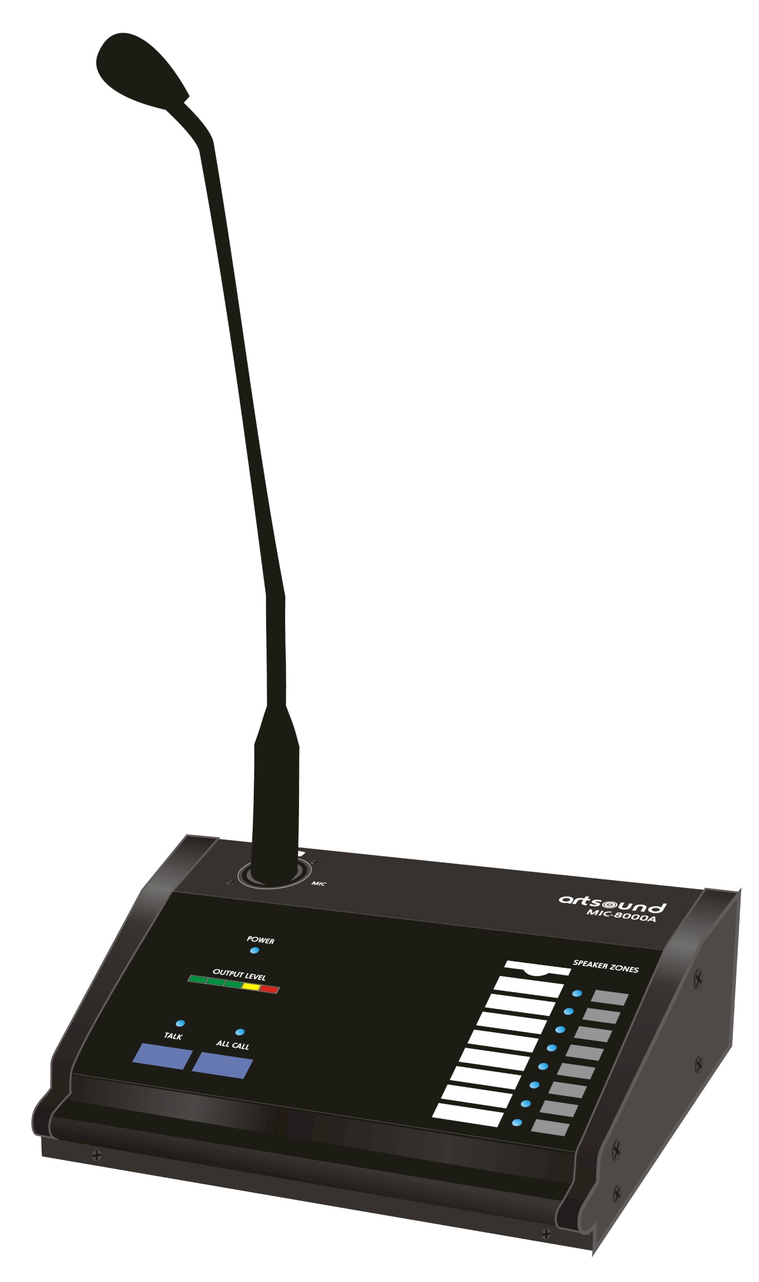 MIC-8000A, remote zone paging mic. for MAT-8000