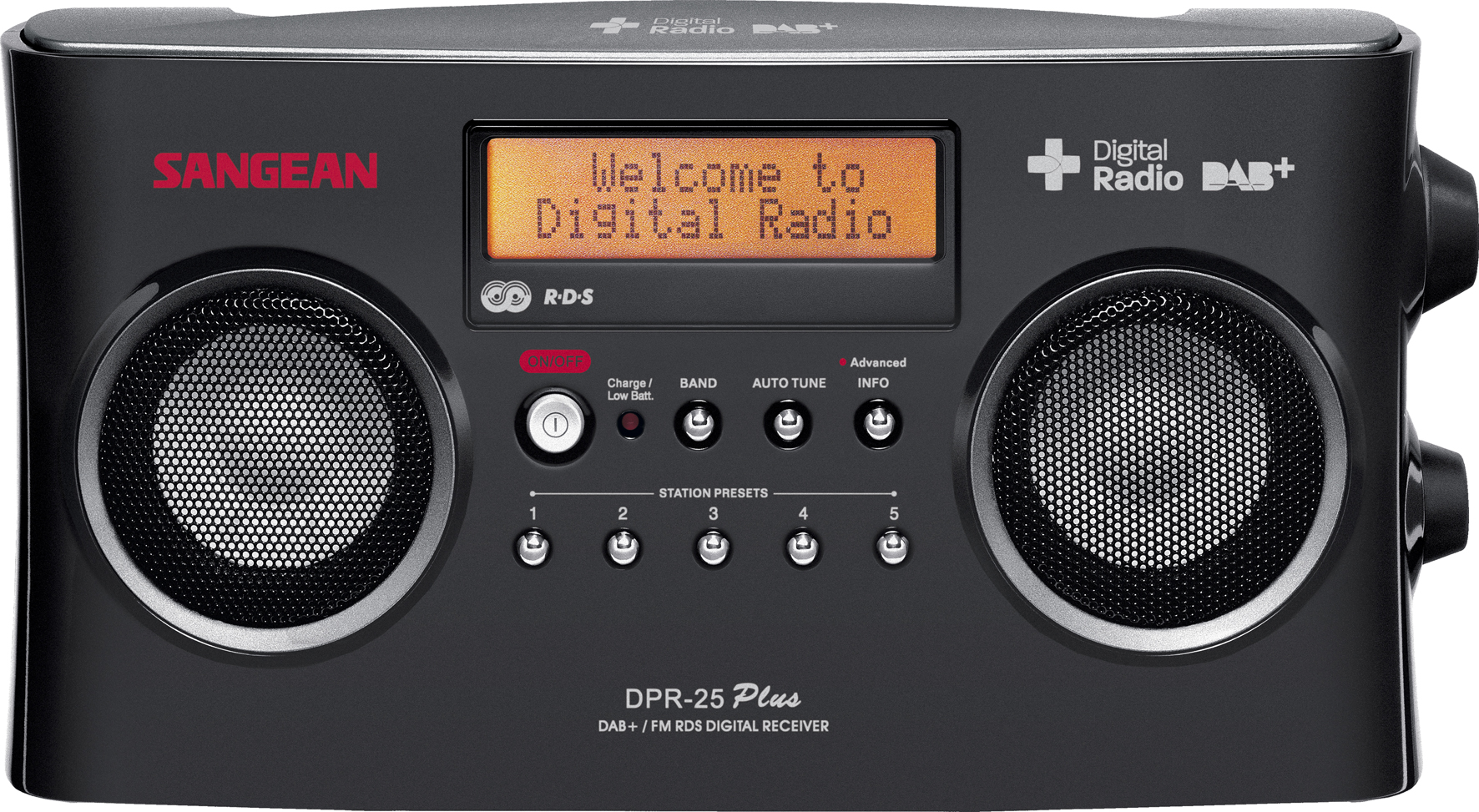 DPR-25+, digitale radio, stereo, DAB+, zwart