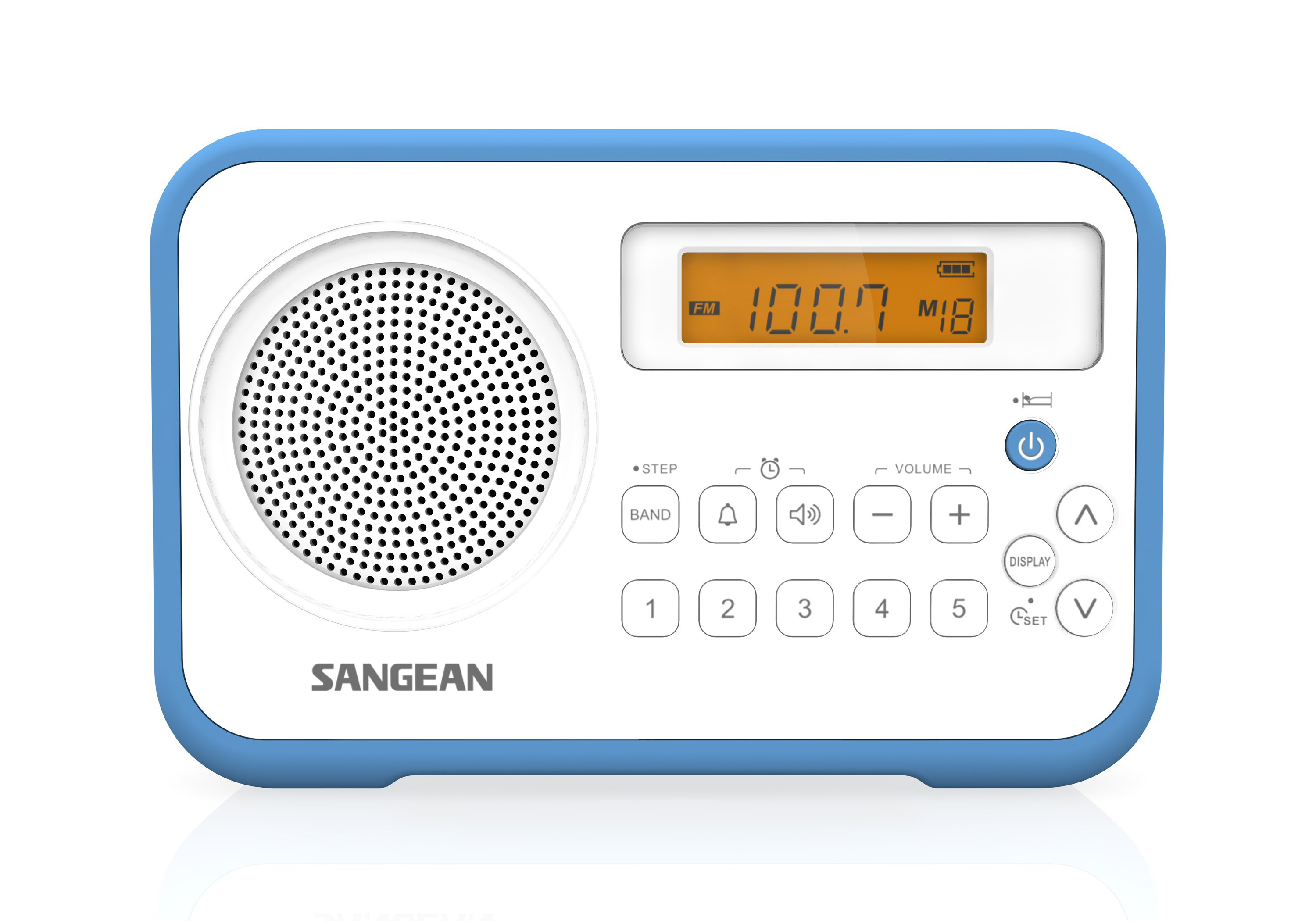 PR-D18, portable radio AM/FM, white/blue