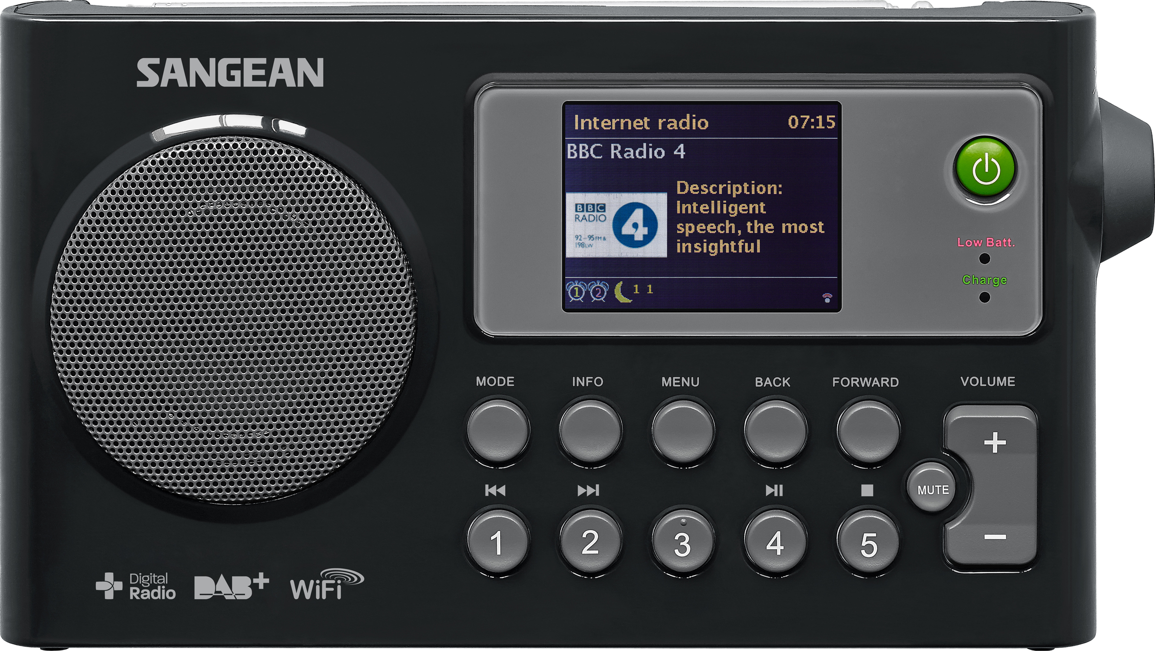 WFR-27C, WIFI (internet) draagbare radio, DAB+, zwart