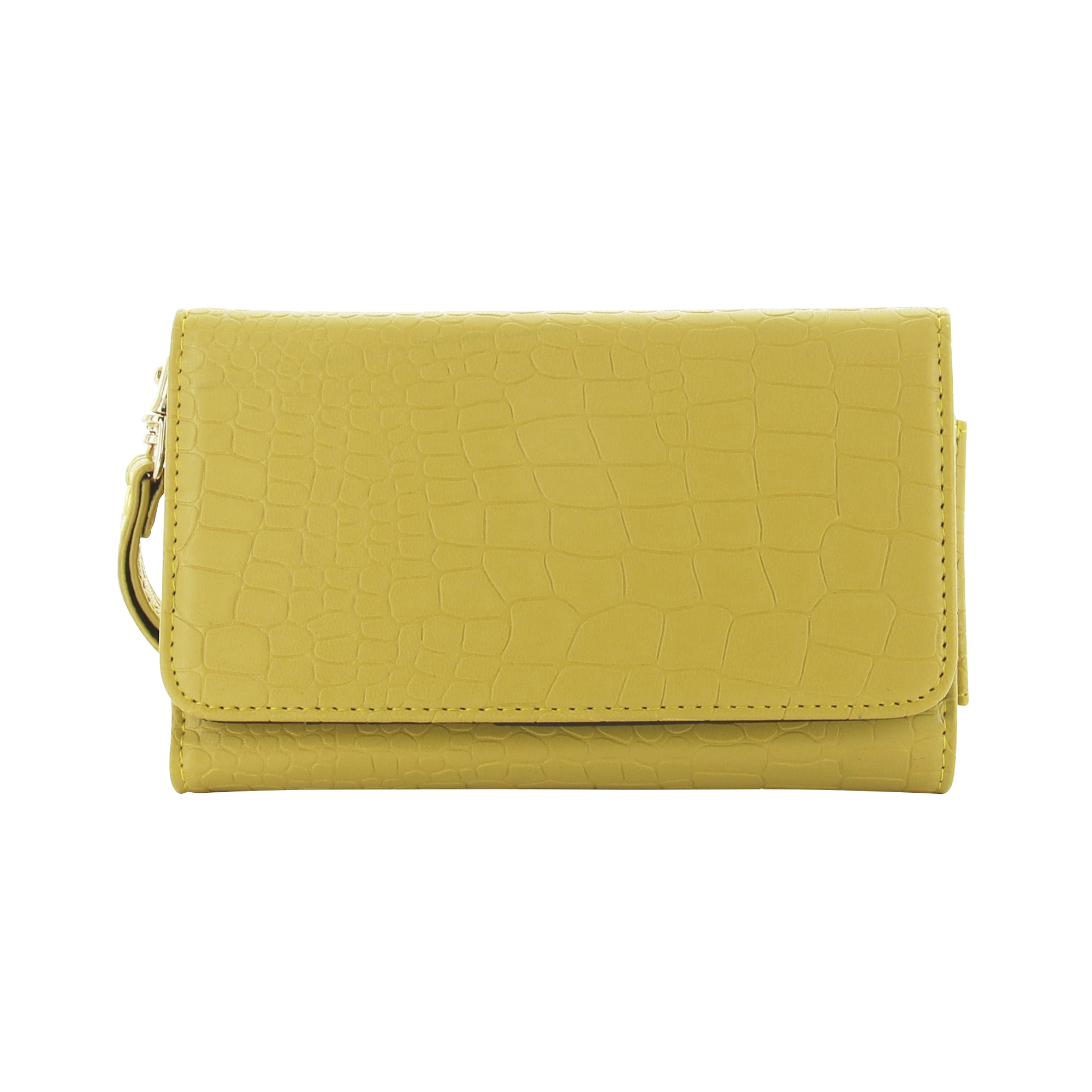Universal phone purse, yellow croc