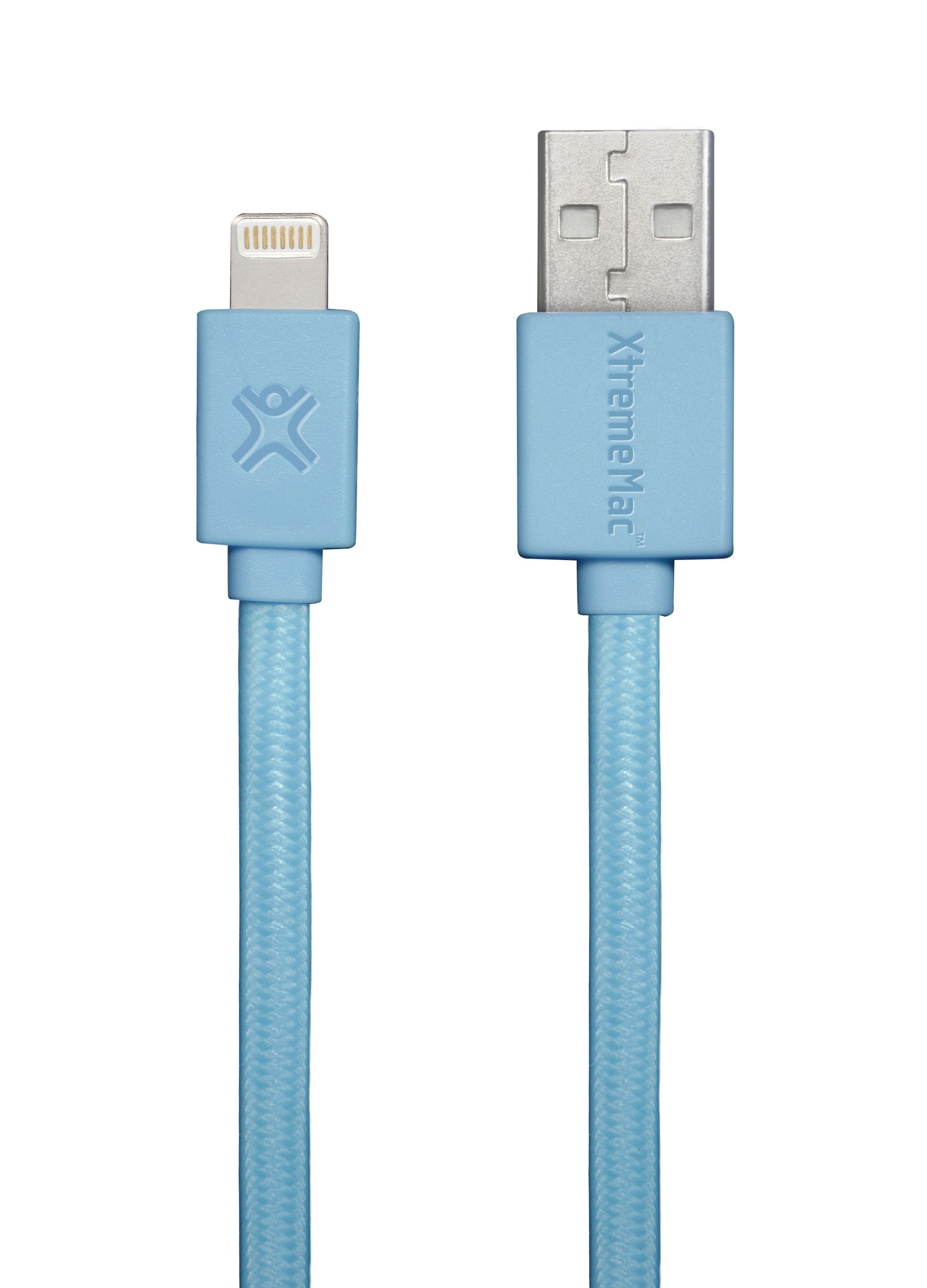 Data kabel, Apple lightning (1m), nylon, vlak, blauw