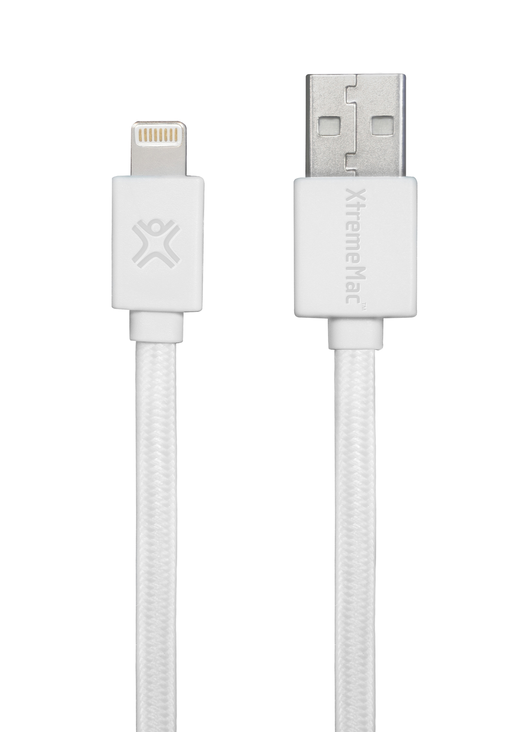 Data cable, Apple lightning (1m), nylon, flat, white
