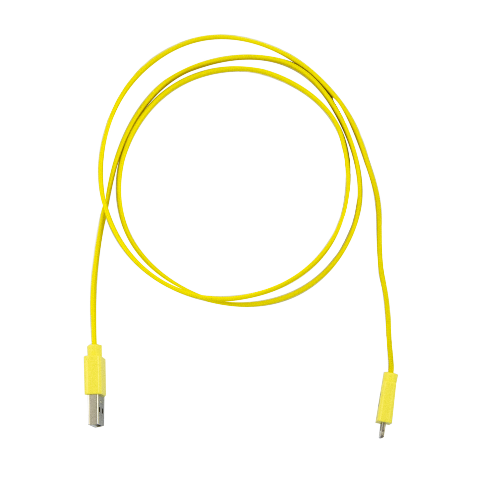 Data cable, Apple lightning (1m), nylon, flat, yellow