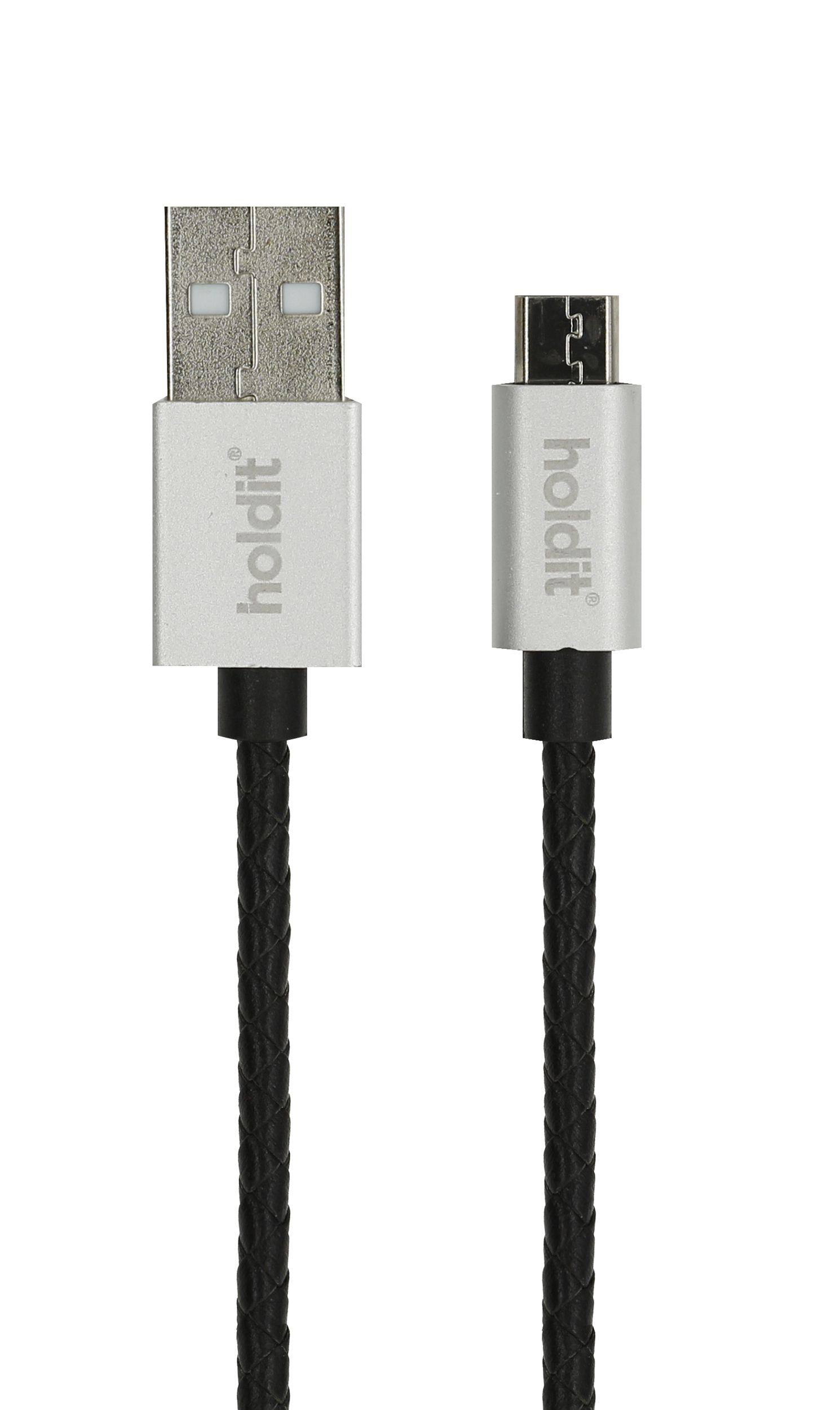 Usb kabel, selected micro-usb 1m gevlochten, zwart/zilver