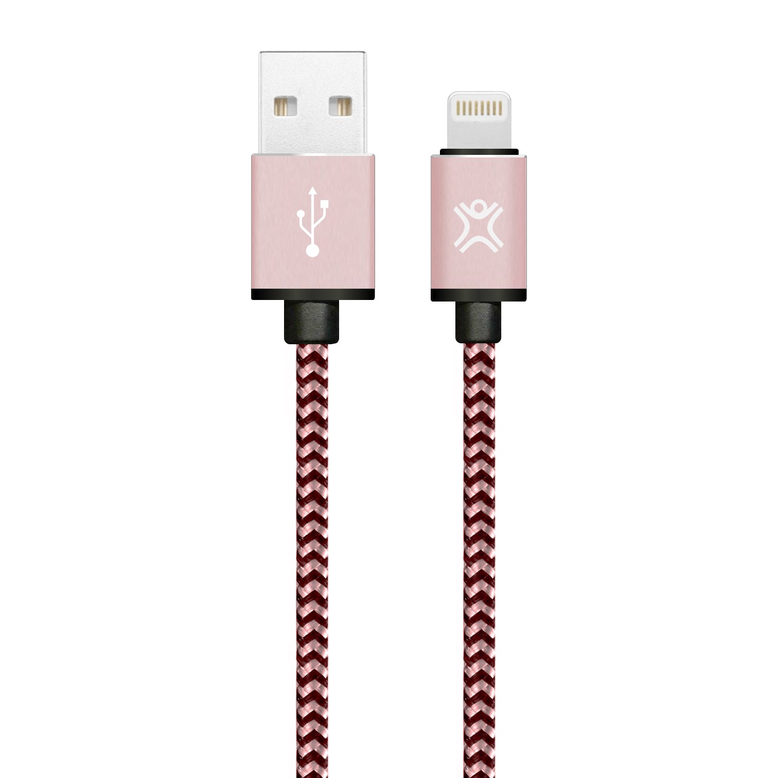 Data kabel premium, Apple lightning (1,2m), nylon extra sterk, roze