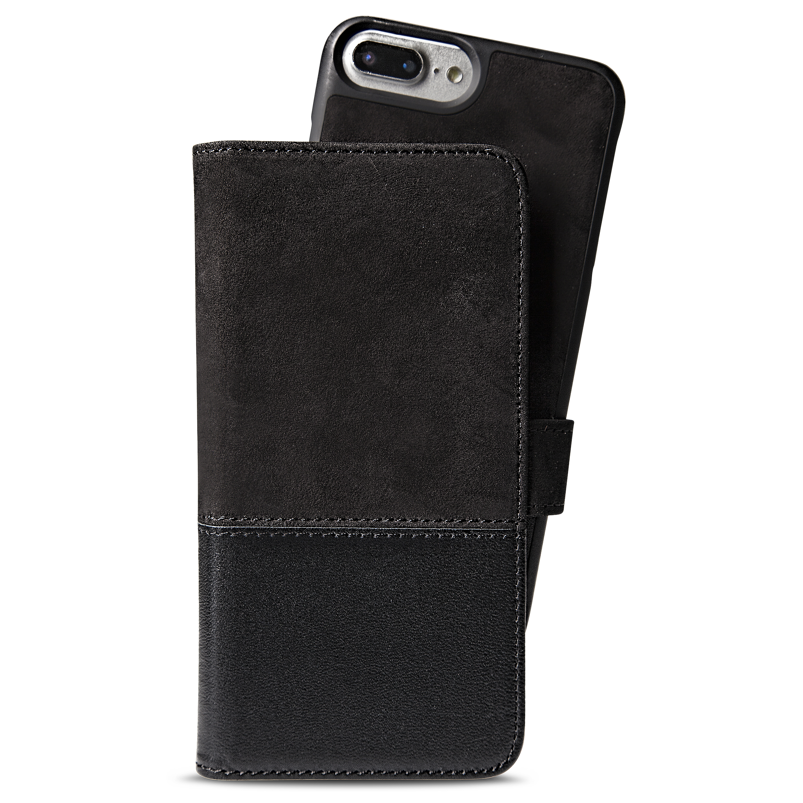 iPhone 8/7/6s/6 Plus, selected wallet magnetisch leder/suede, zwart