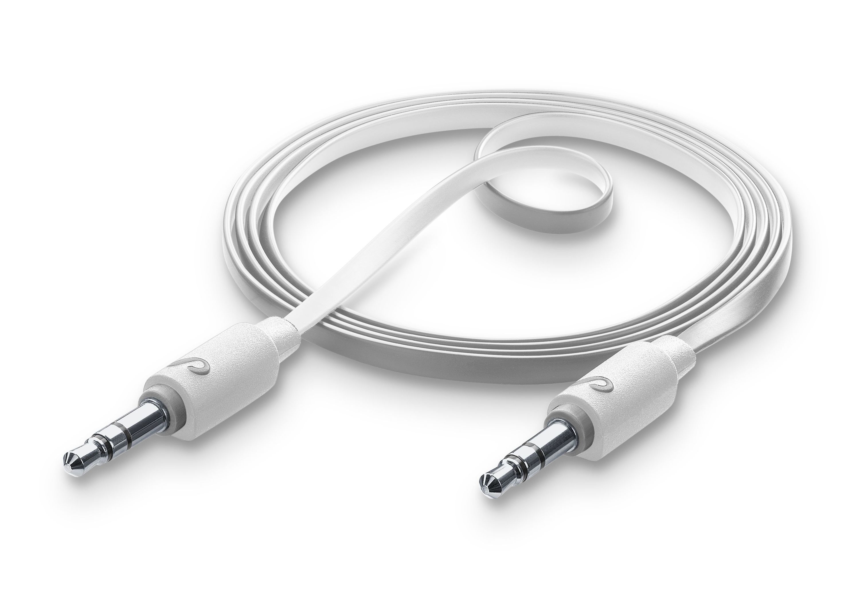 Aux audio cable, 3,5mm to 3,5mm jack, 1m, white