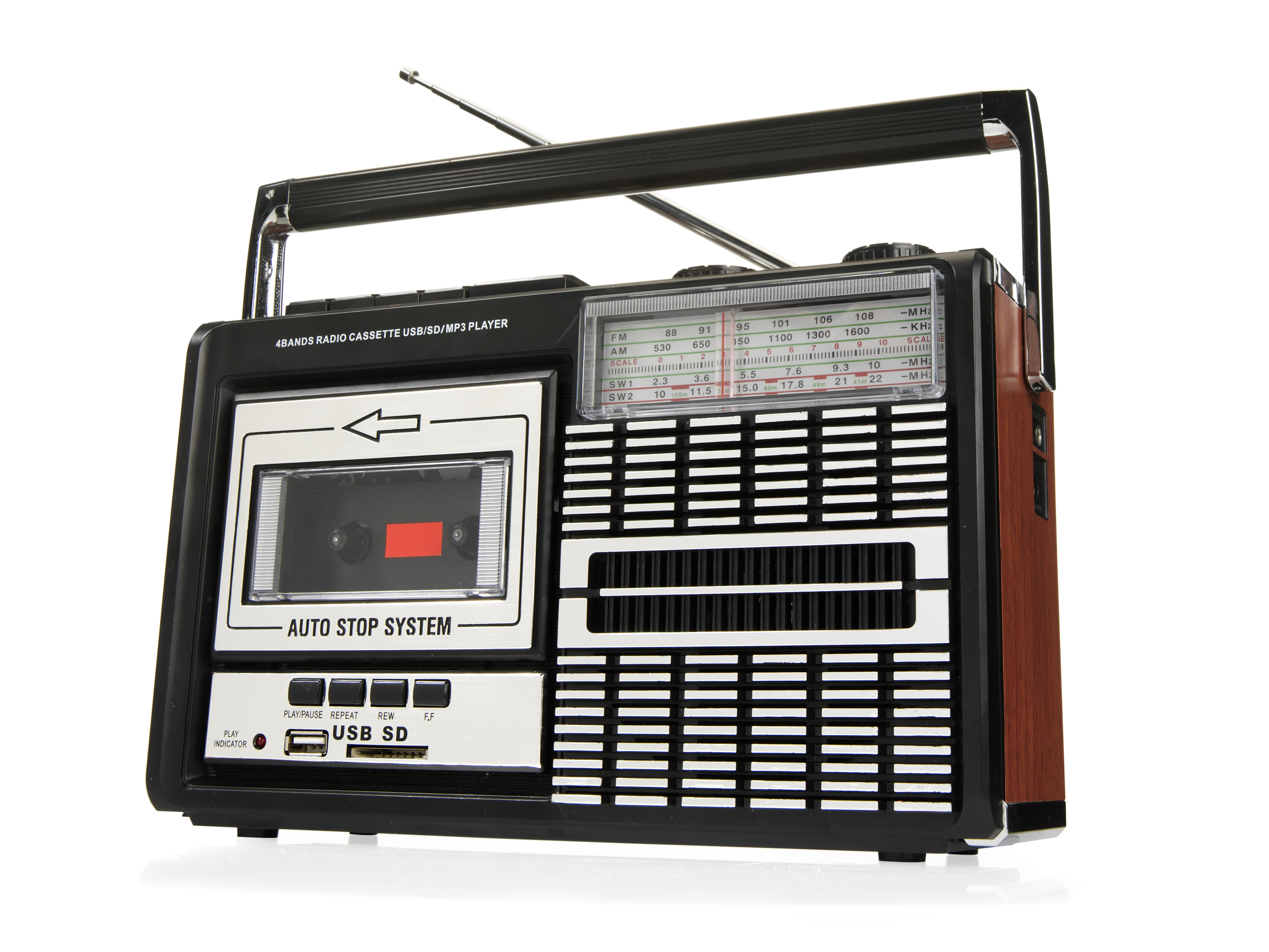 PR85, Cassette recorder FM/AM/SW, ports USB et SD
