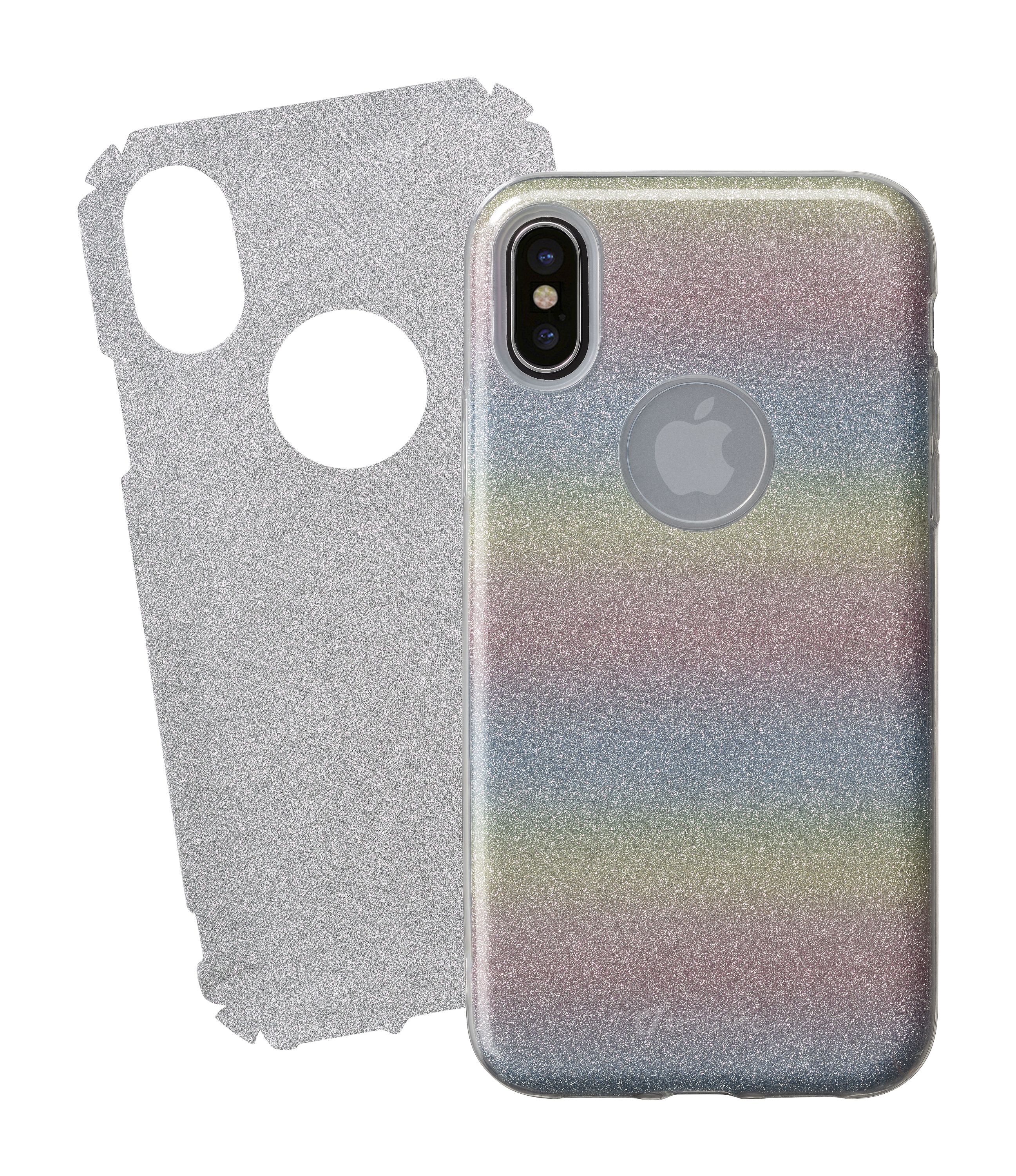 iPhone Xs/X, coque bling, rainbow