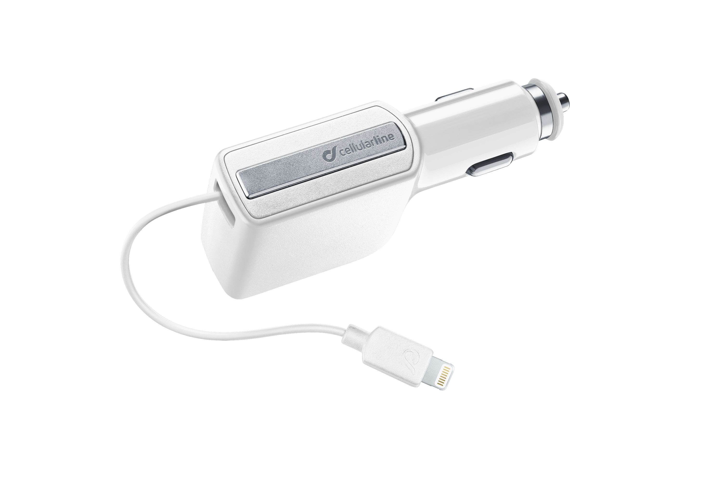 Chargeur voiture enroulable, 10W/2A lightning Apple, blanc
