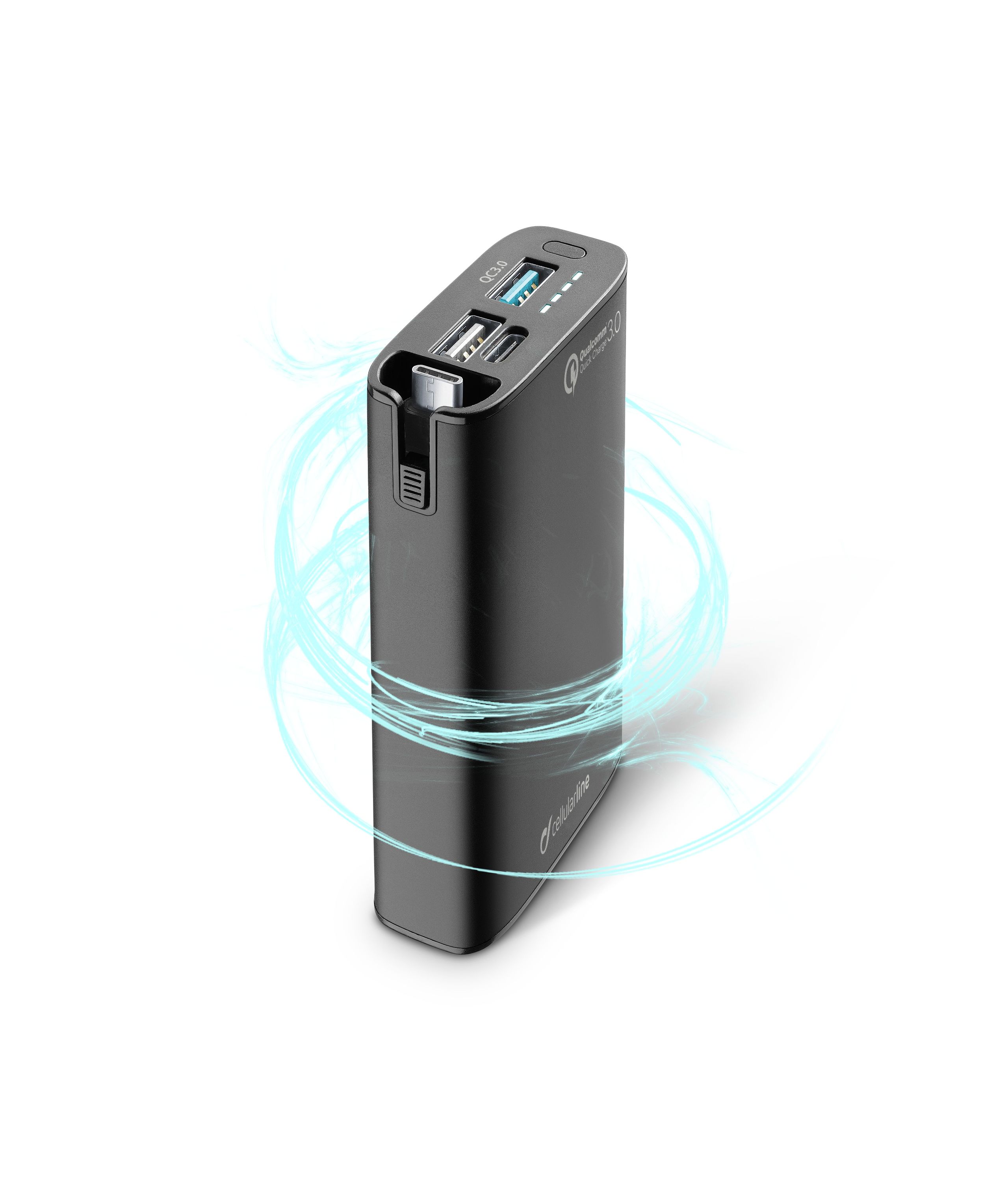 Portable charger, free power combo 6700 mAh Qualcomm 3.0, black