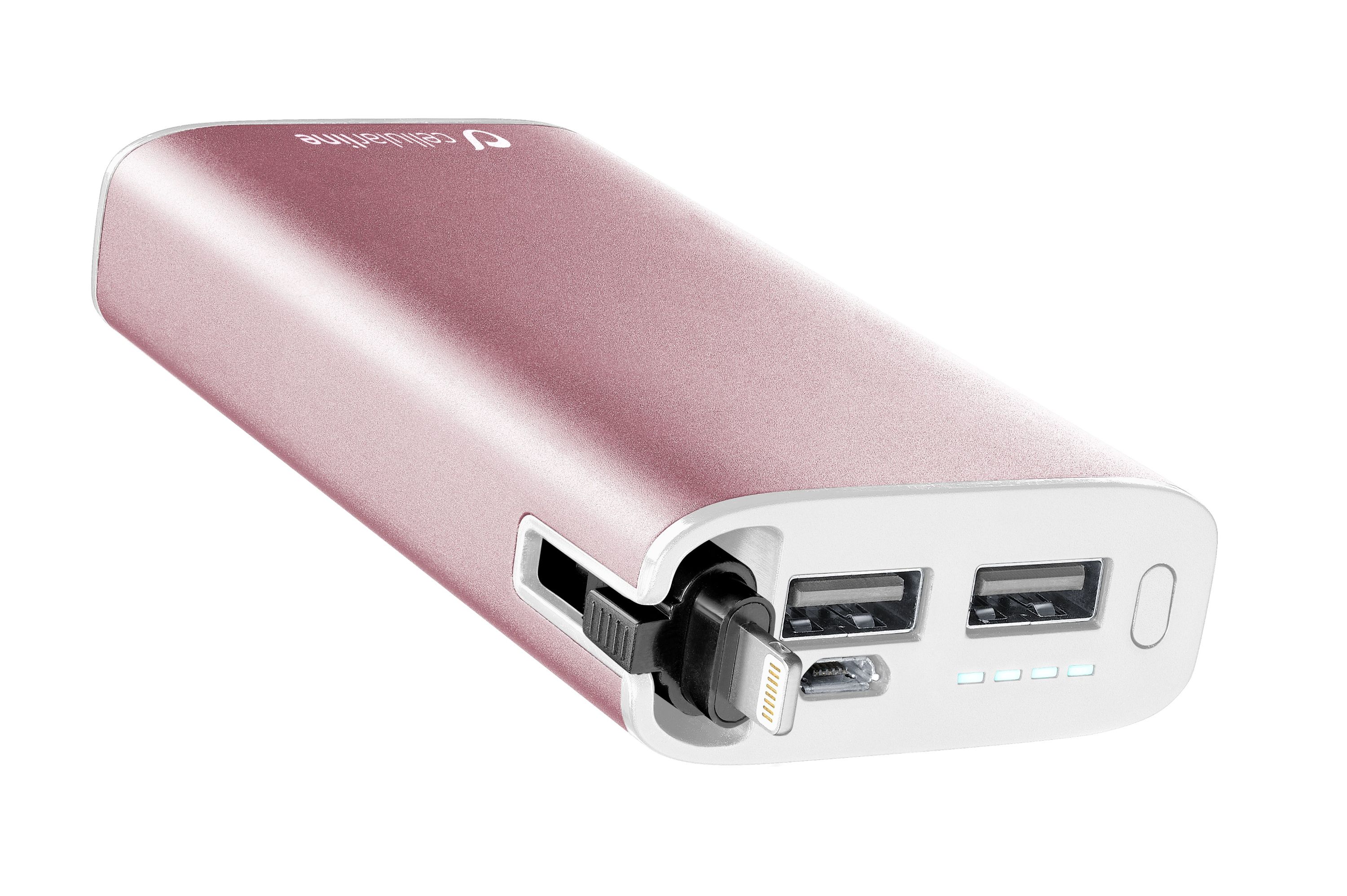 UD portable charger usb , 6700 mAh Apple, pink