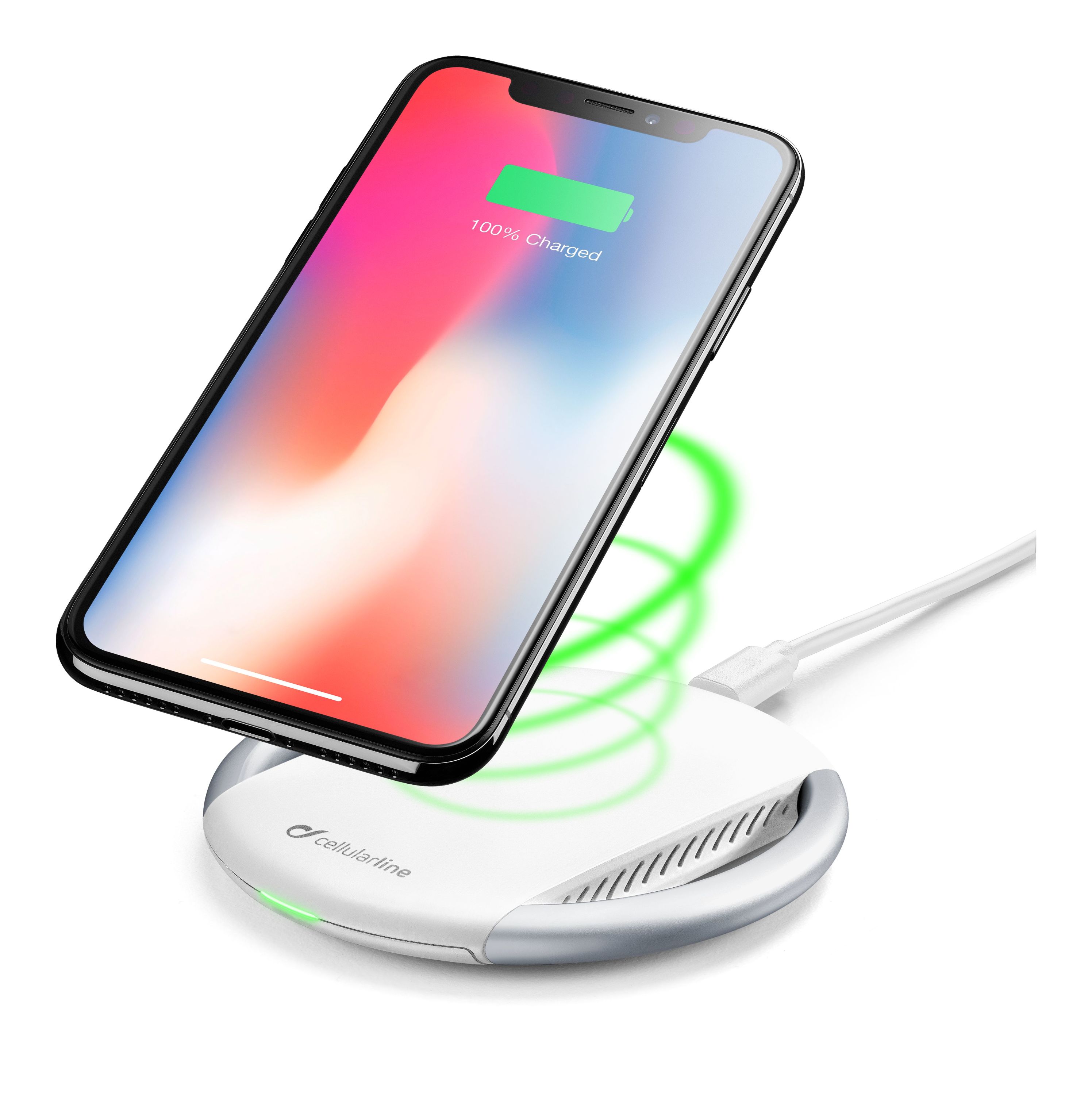 Wireless charger, kit incl. adapter, white