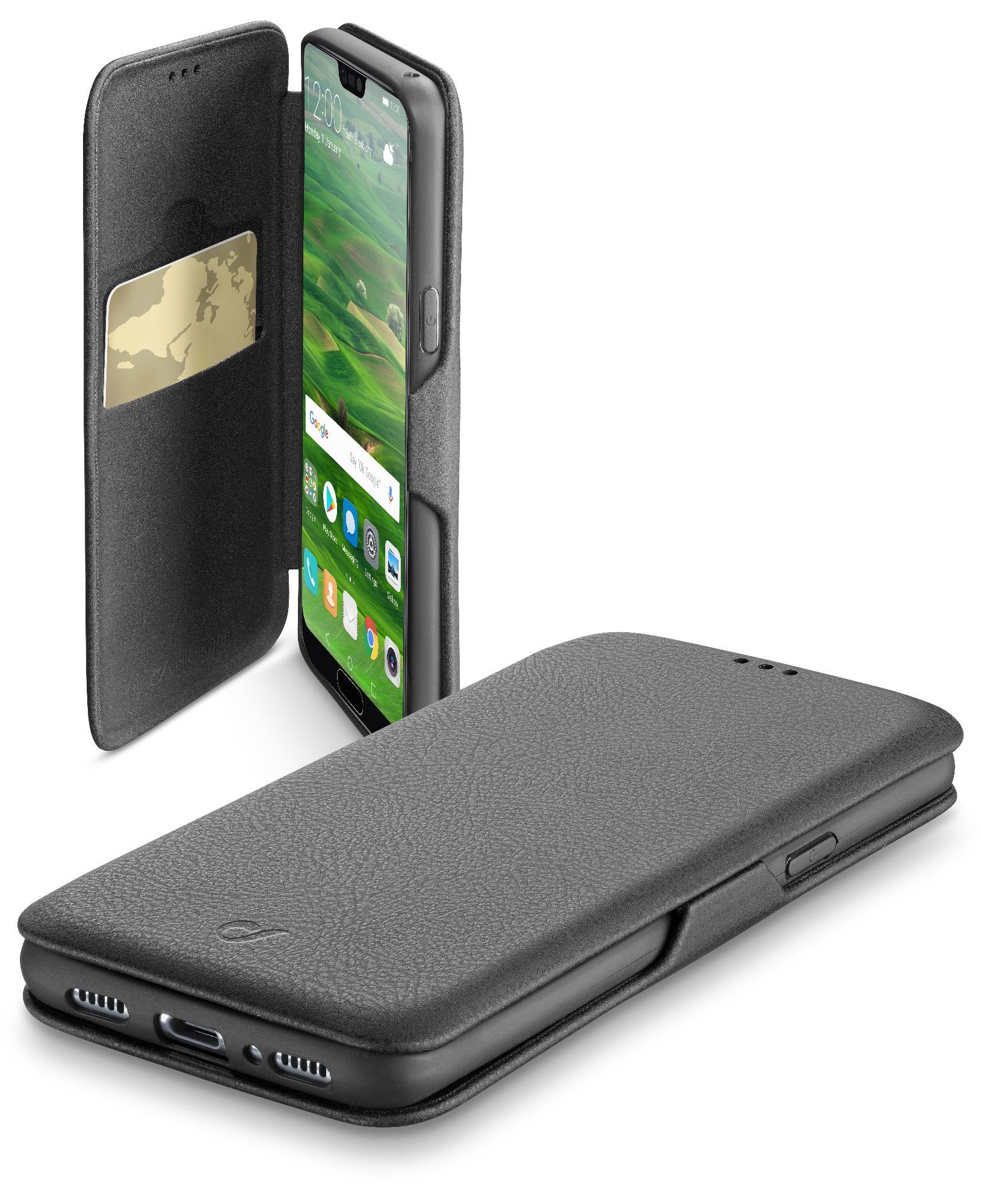 Huawei P20, case book clutch, black