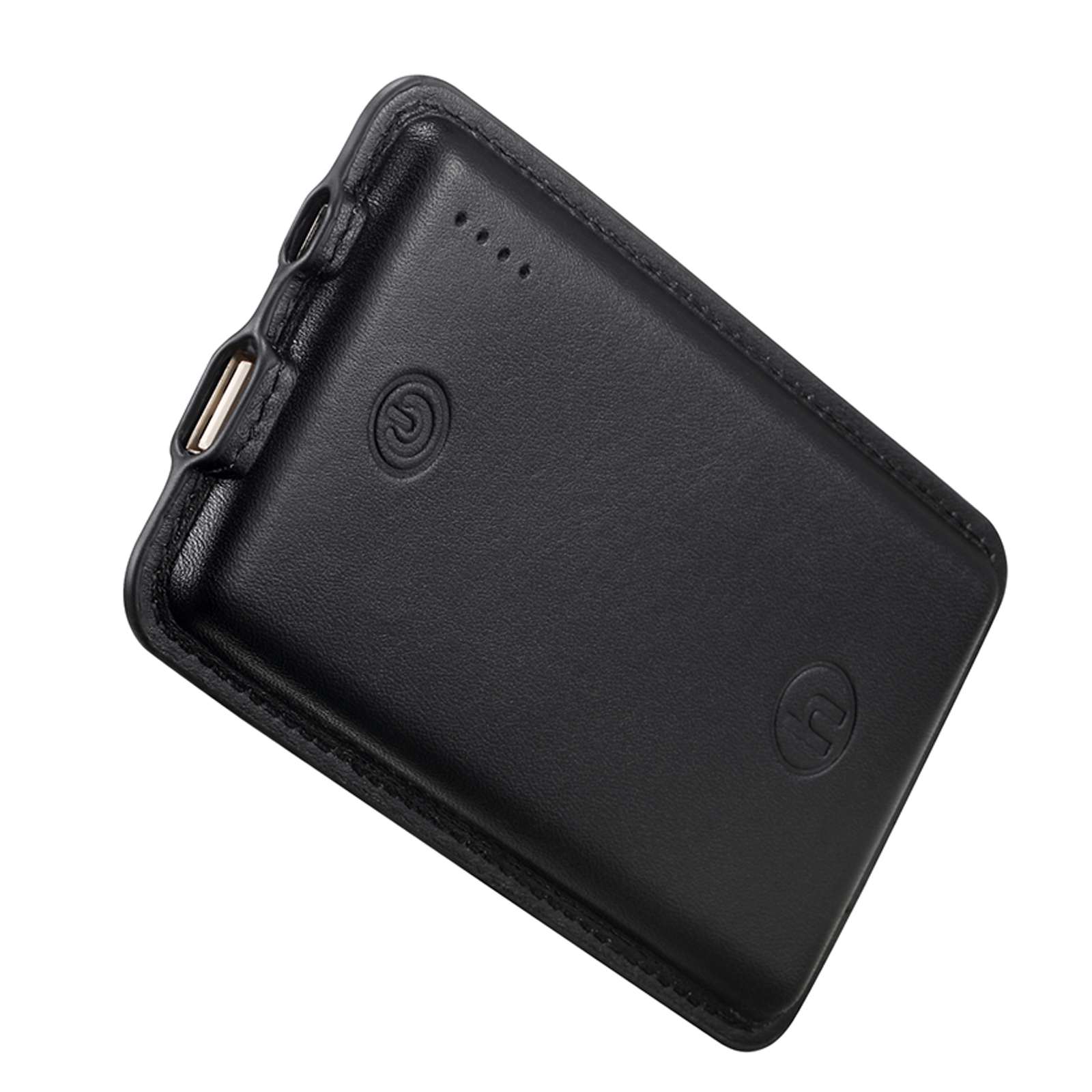 Portable charger, selected leather 8000mAh, black