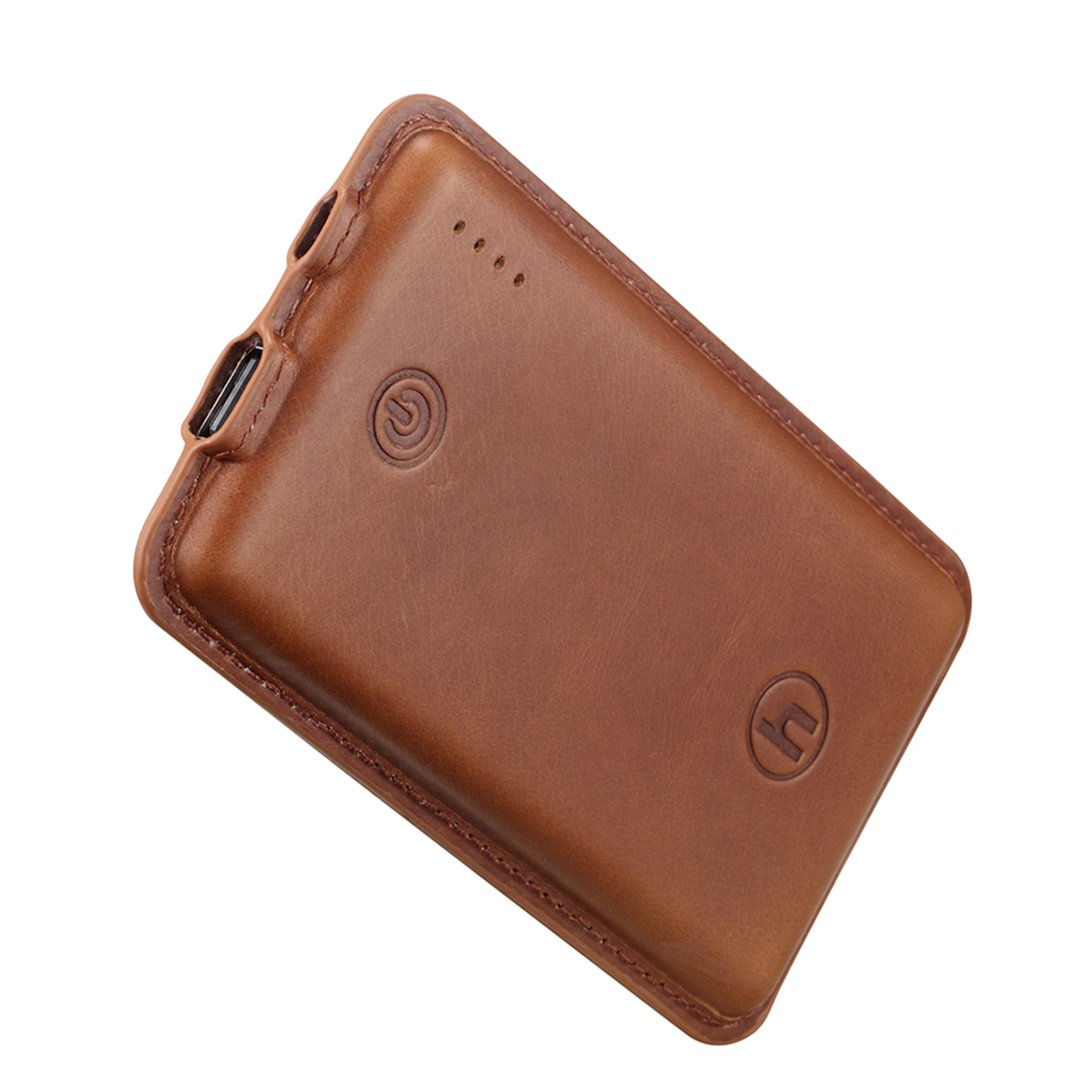 Portable charger, selected leather 8000mAh, brown