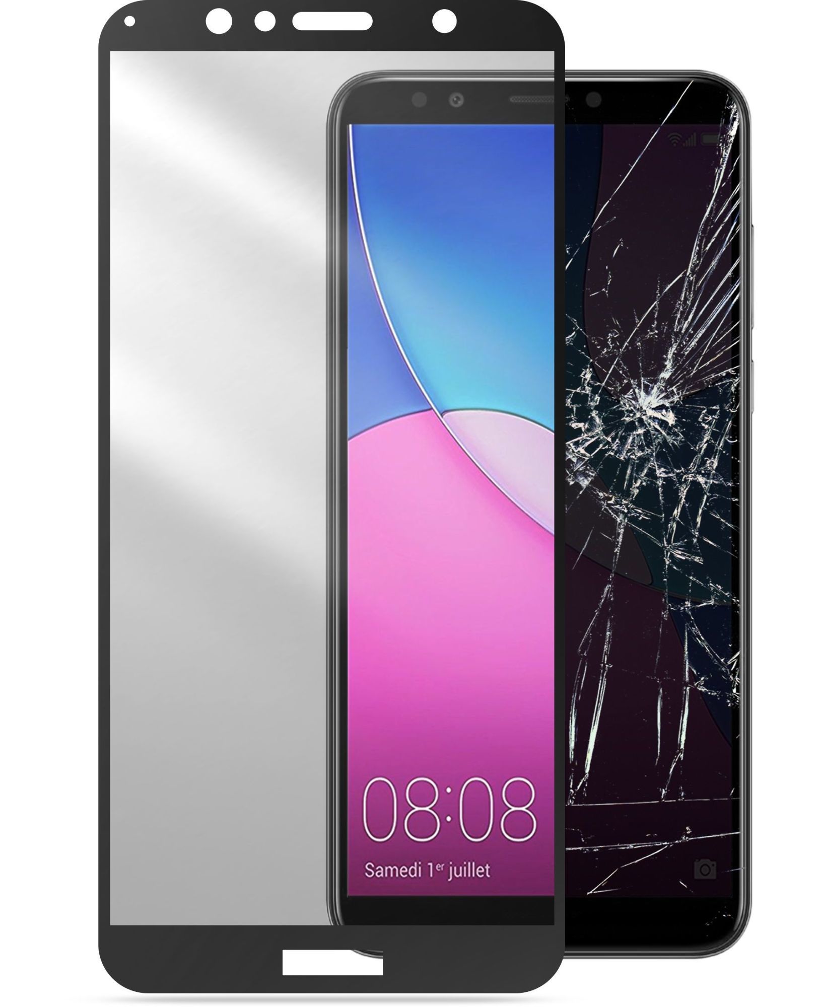 Huawei Y6 (2018), SP tempered glass capsule, black
