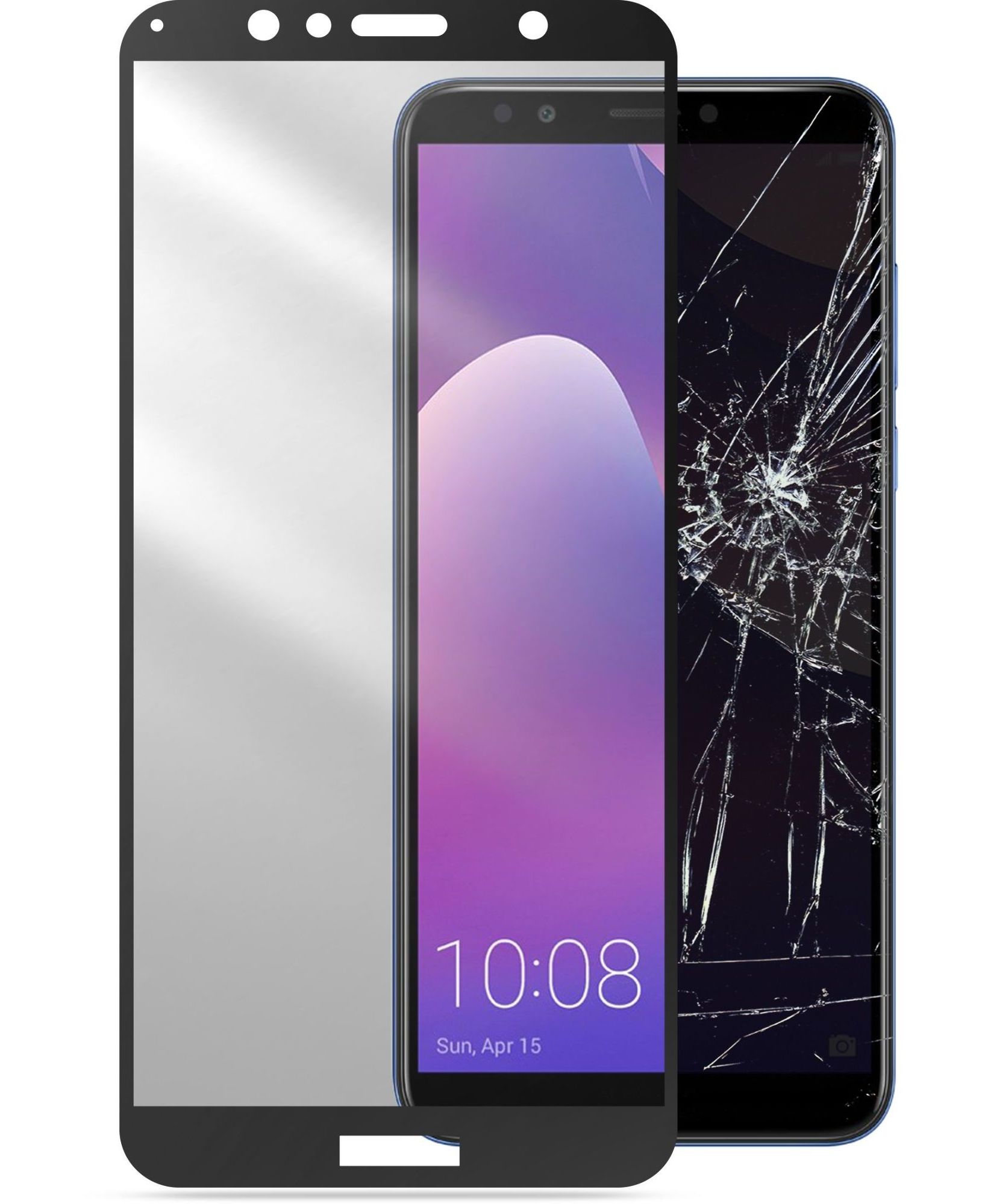 Huawei Y7 (2018), prot. d'cran verre tremp capsule, noir