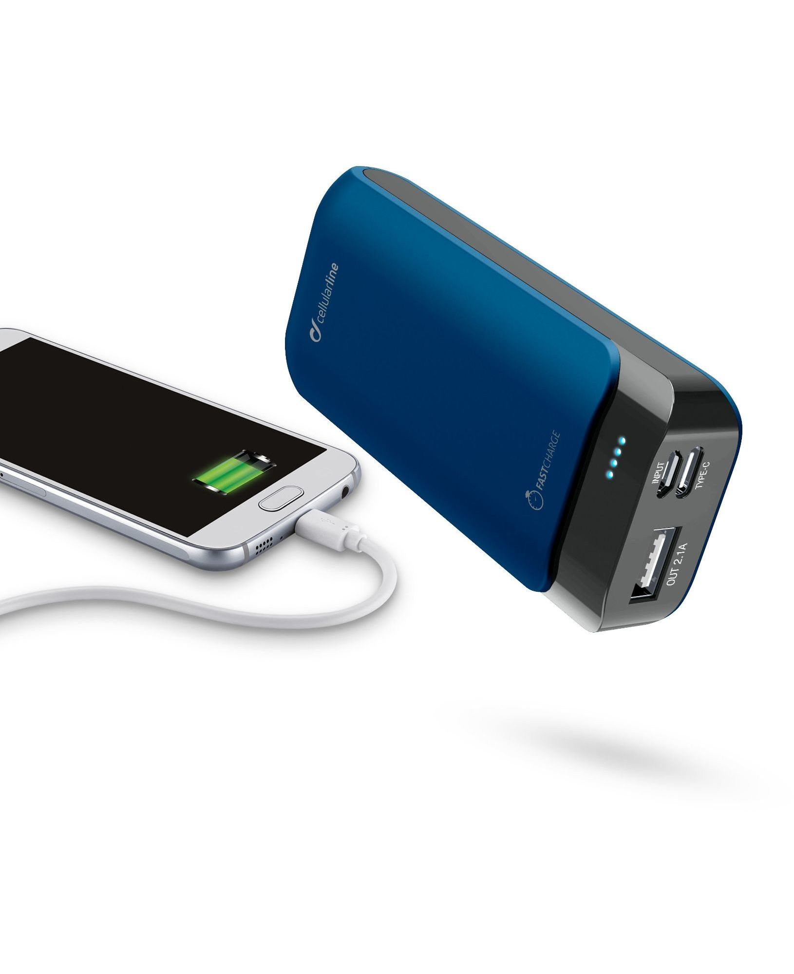 Portable charger, powerup 5200mAh usb-c/micro-usb, blue