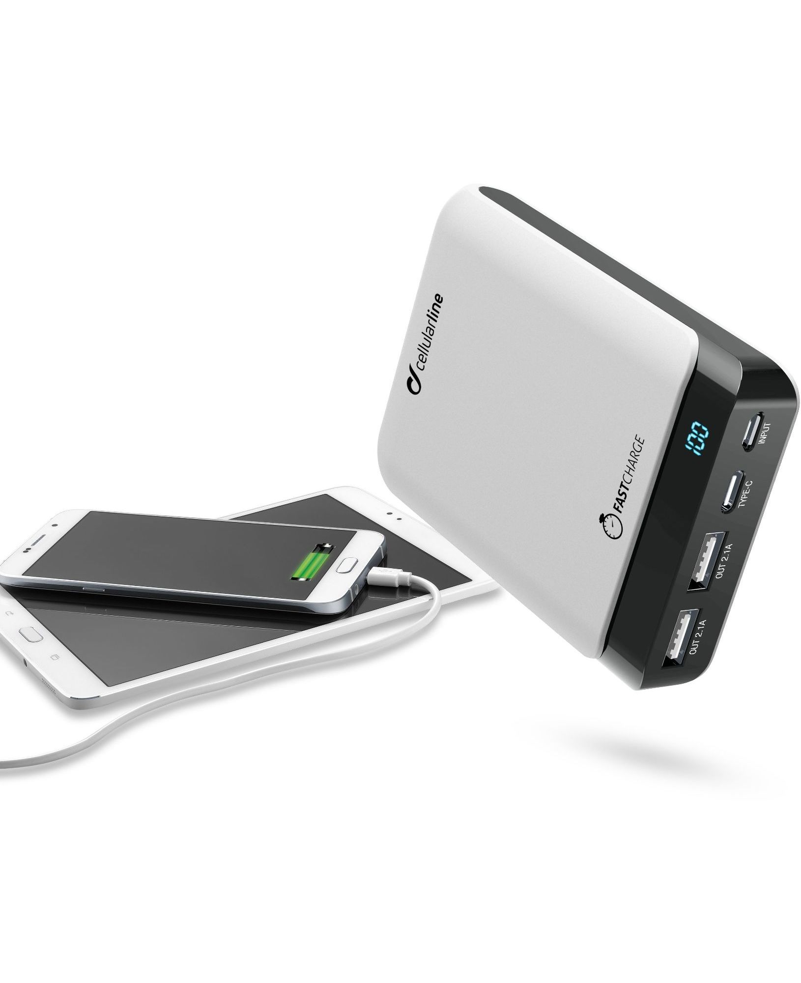 Portable charger, powerup 5200mAh usb-c/micro-usb, white