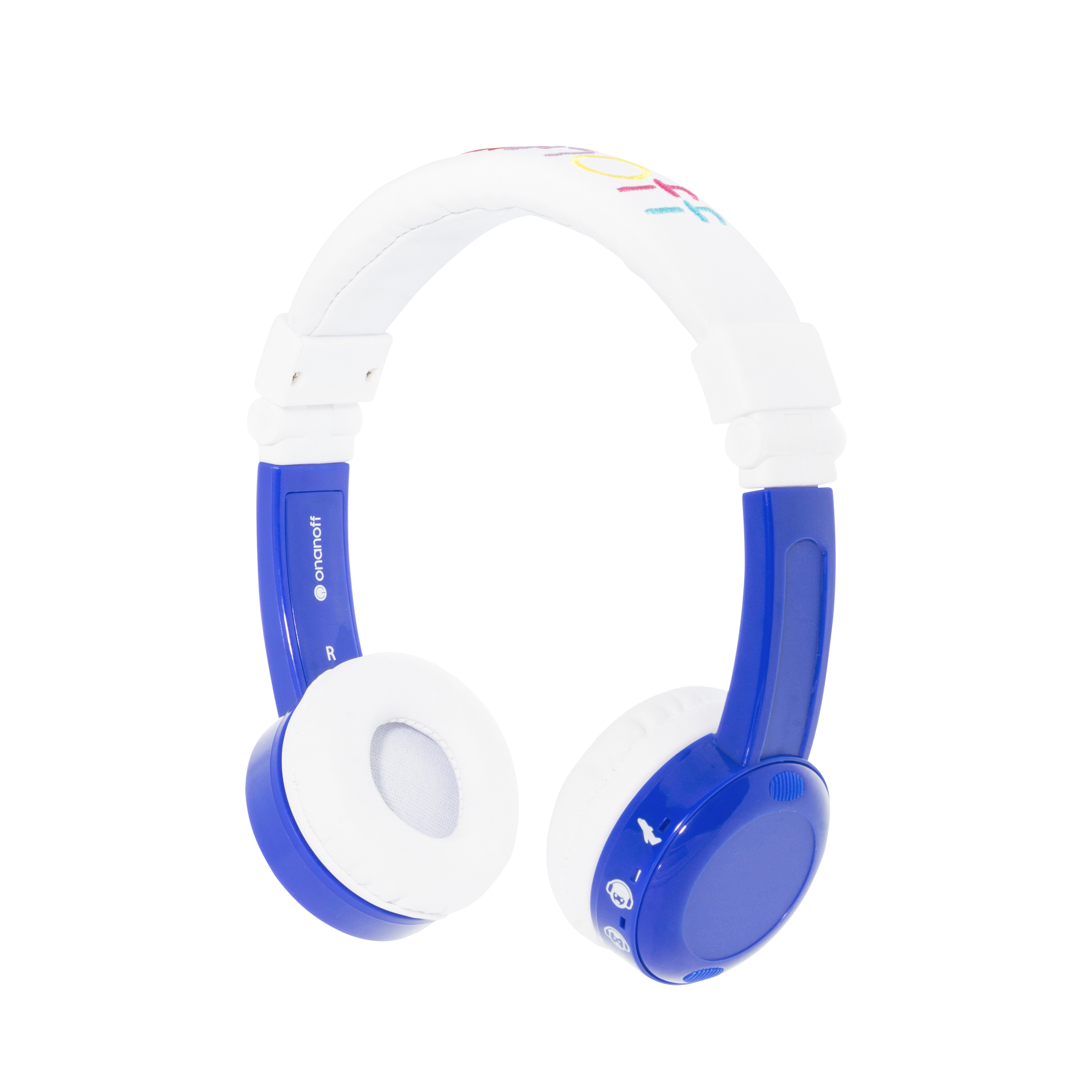 InFlight, on-ear casque, 3 niveaux de volume, bleu