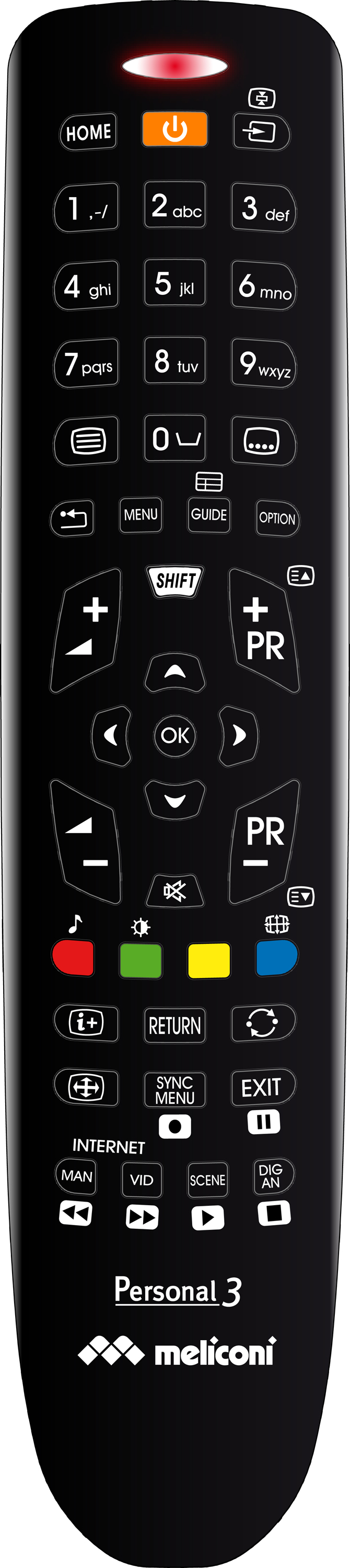 Gumbody personal 3, universal remote control Sony tv ready to use rubber body, black