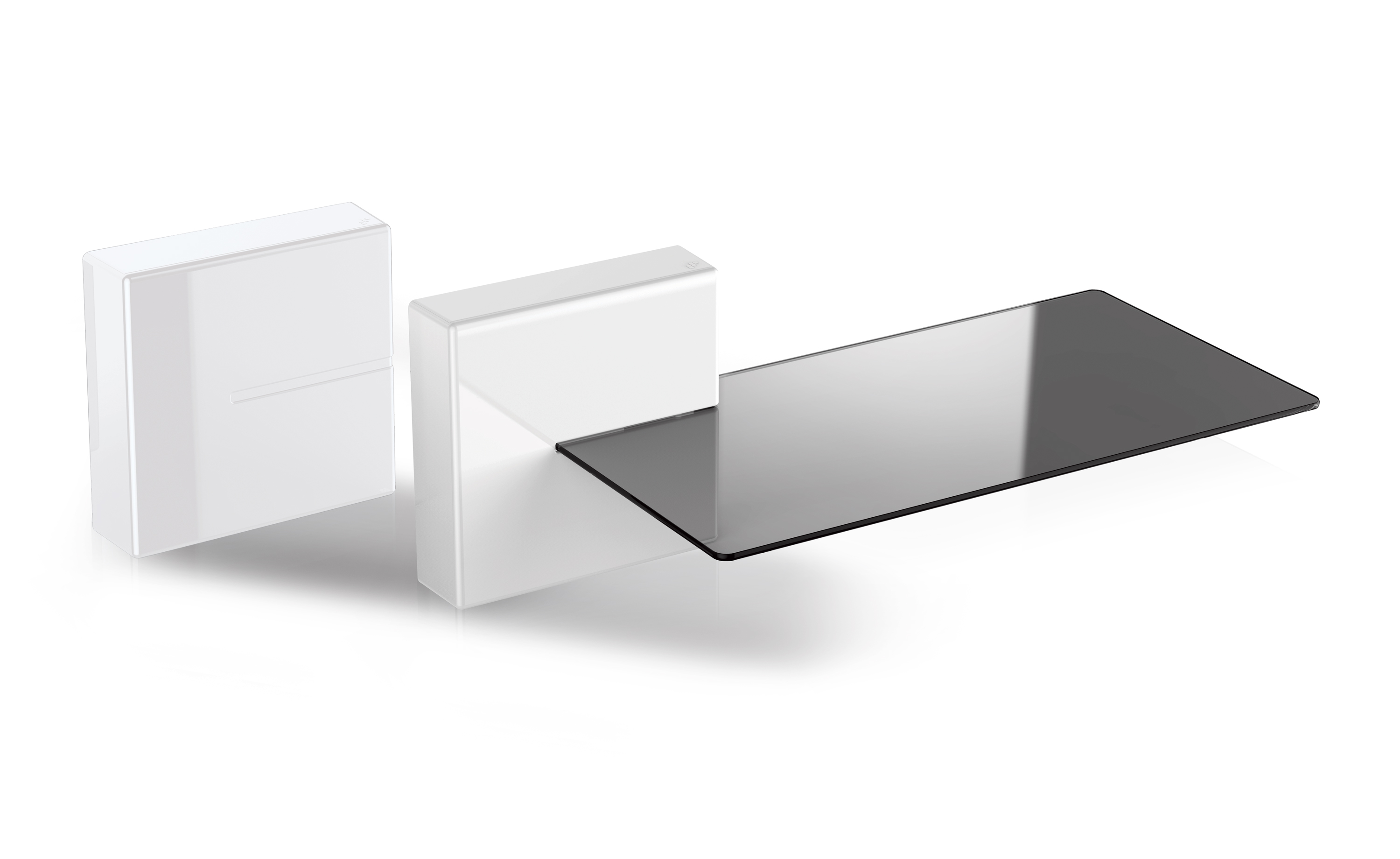 Ghost cube shelf, modular cable cover system avec verre shelf, blanc