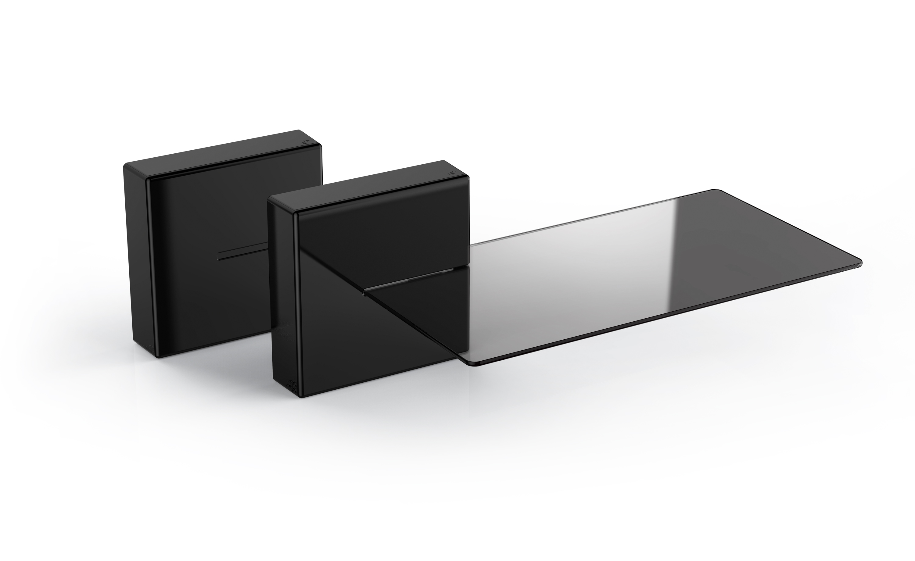 Ghost cube shelf, modular cable cover system avec verre shelf, noir