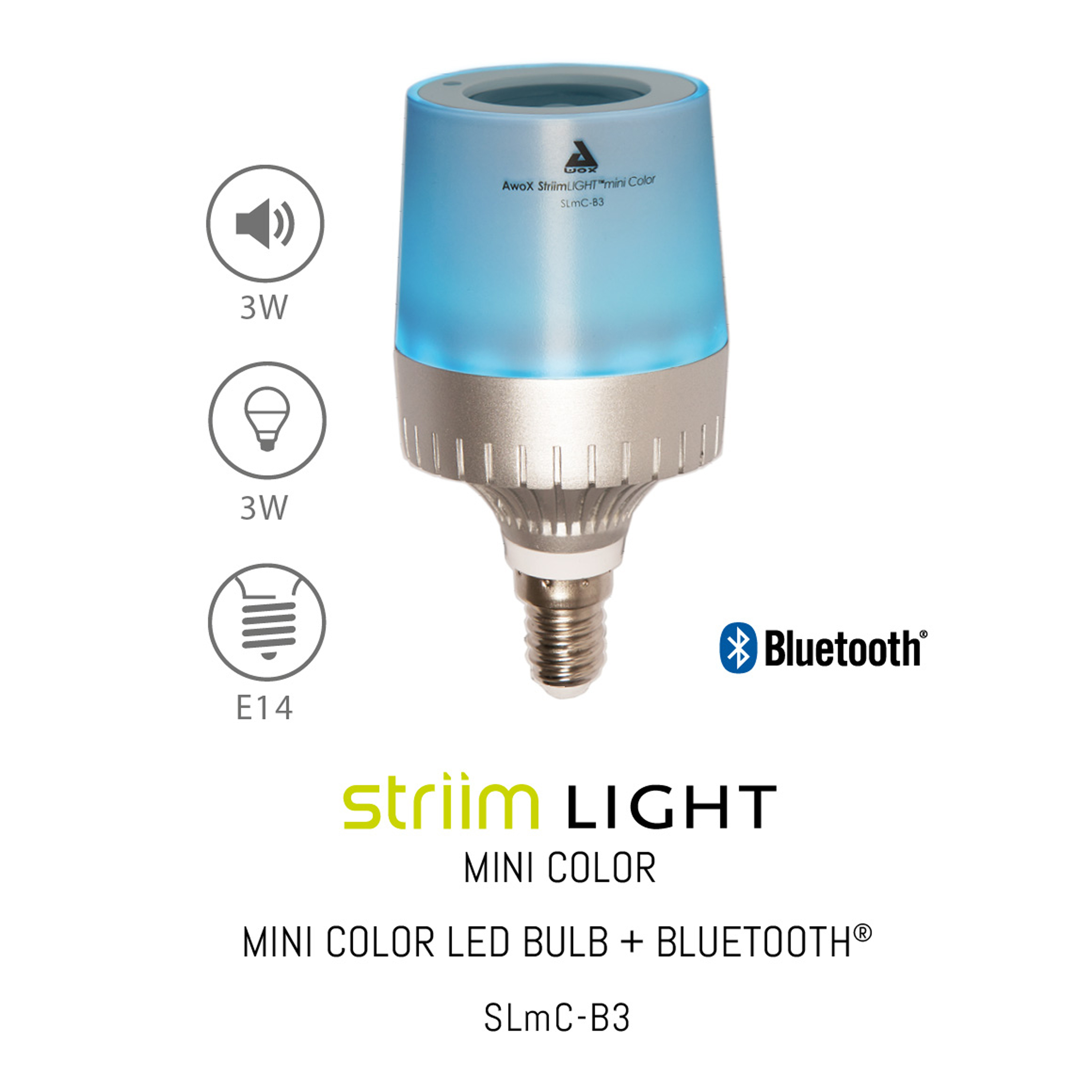StriimLIGHT SLMCB3 Mini COLOR , 3W LED E14 + speaker 3W