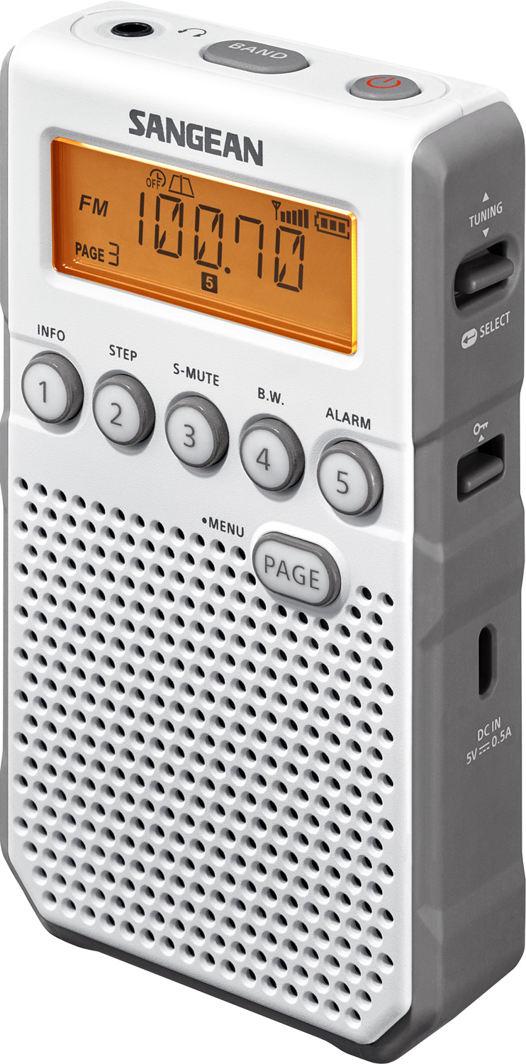 DT-800 (Pocket 800), hand-held receiver FM/AM, blanc