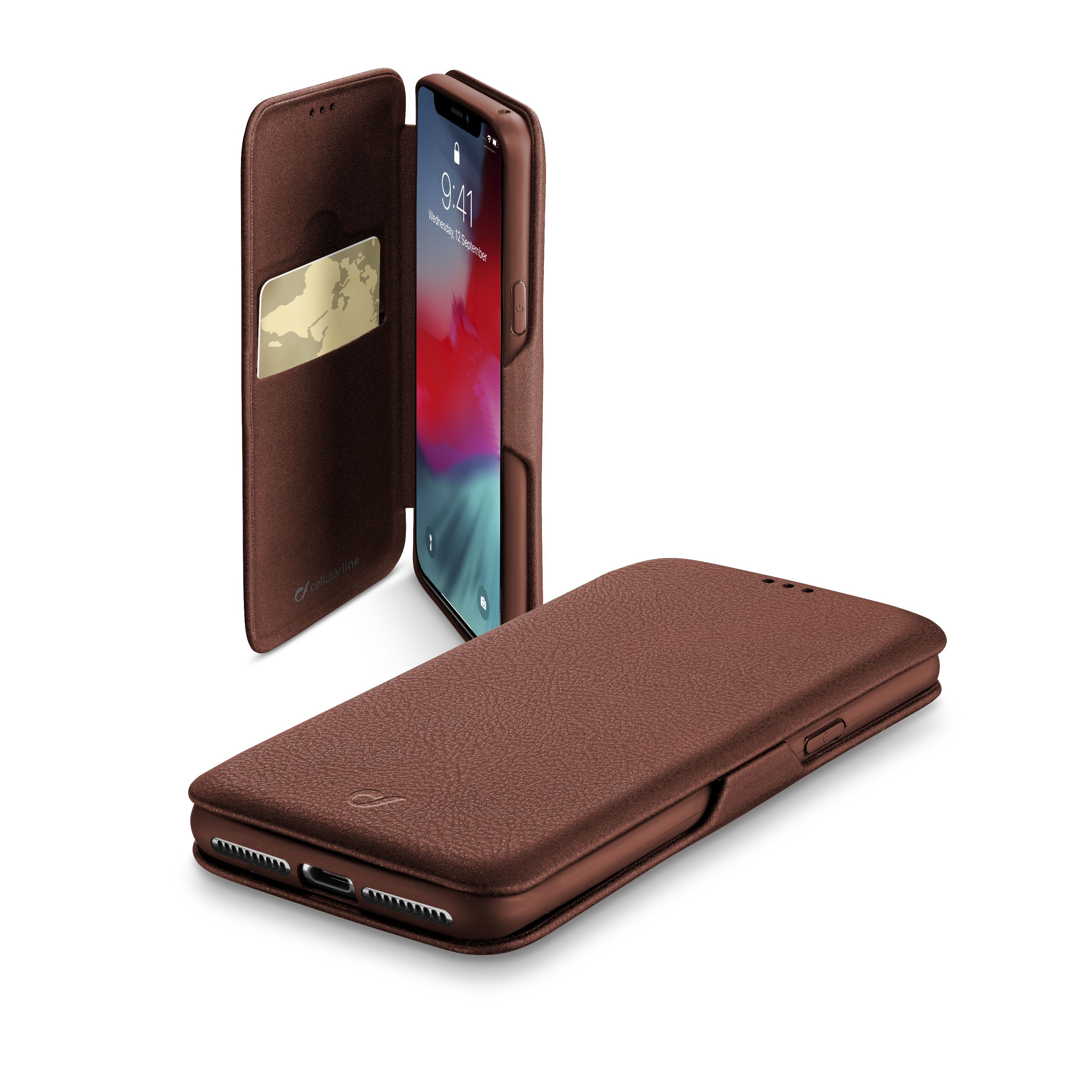 iPhone Xr, case book clutch, brown