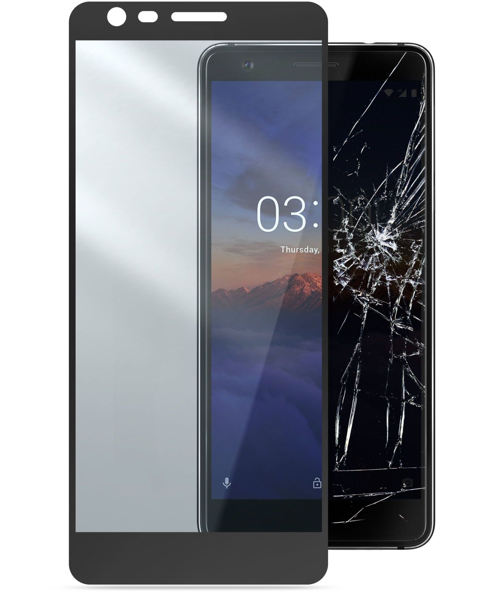 Nokia 3.1, SP tempered glass capsule, zwart