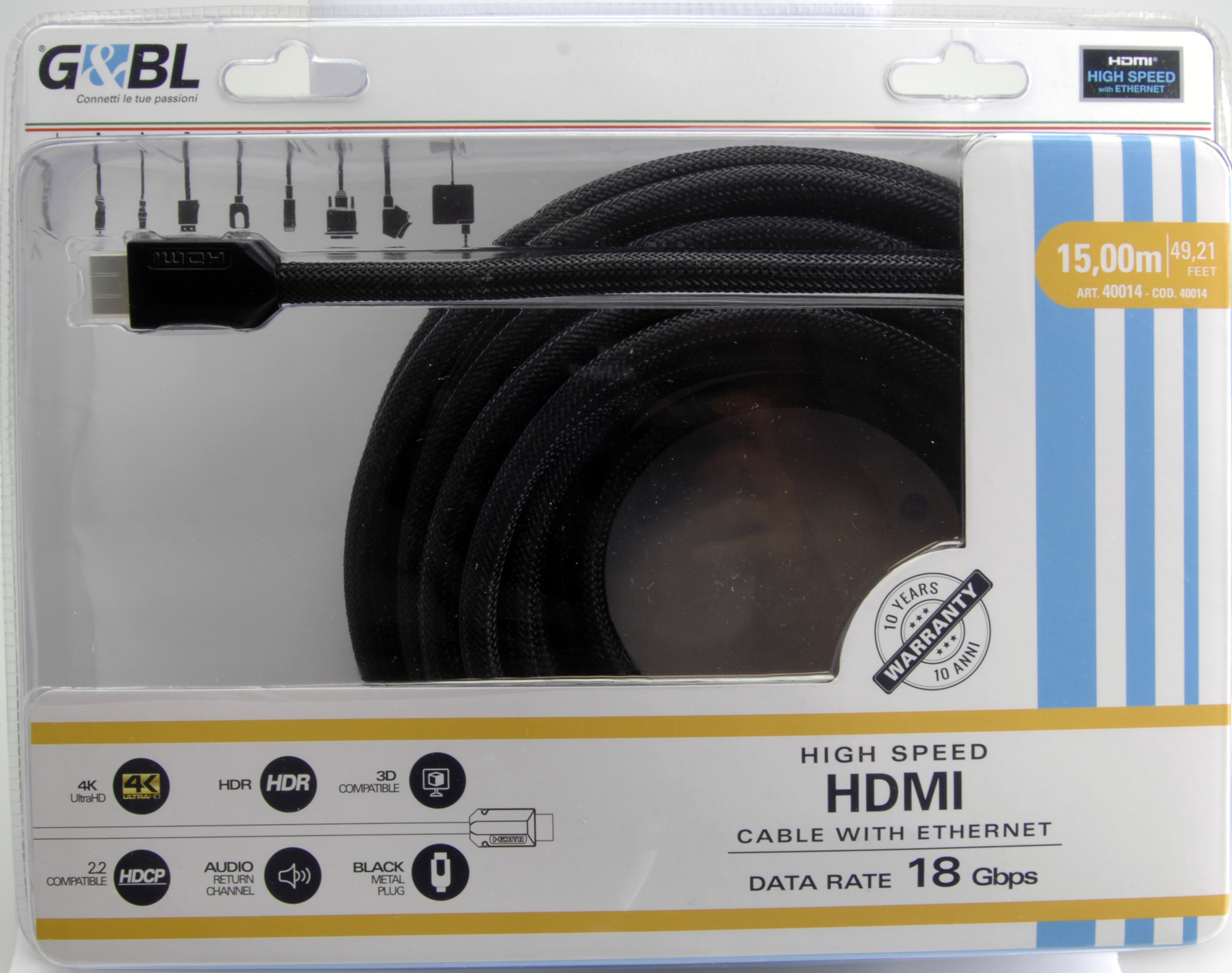40014, Cable (4k) HDMI/M / HDMI/M, 15.00m, Black