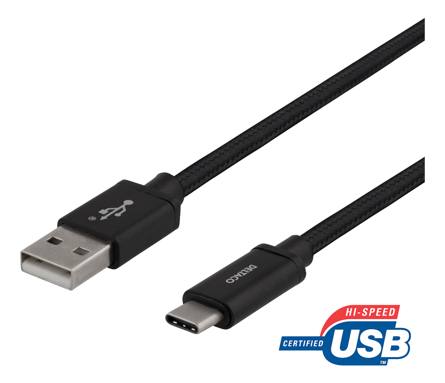 USBC-1132M, cable usb-a to usb-c 1m braided, black