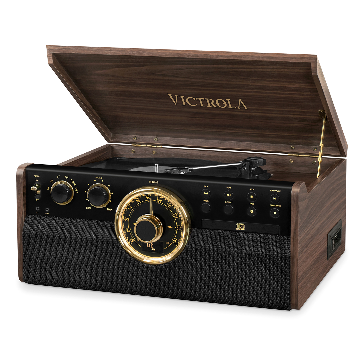 VTA-270B-ESP, 6-in-1 houten musicc. draaitafel 3-snelh. BT, espresso