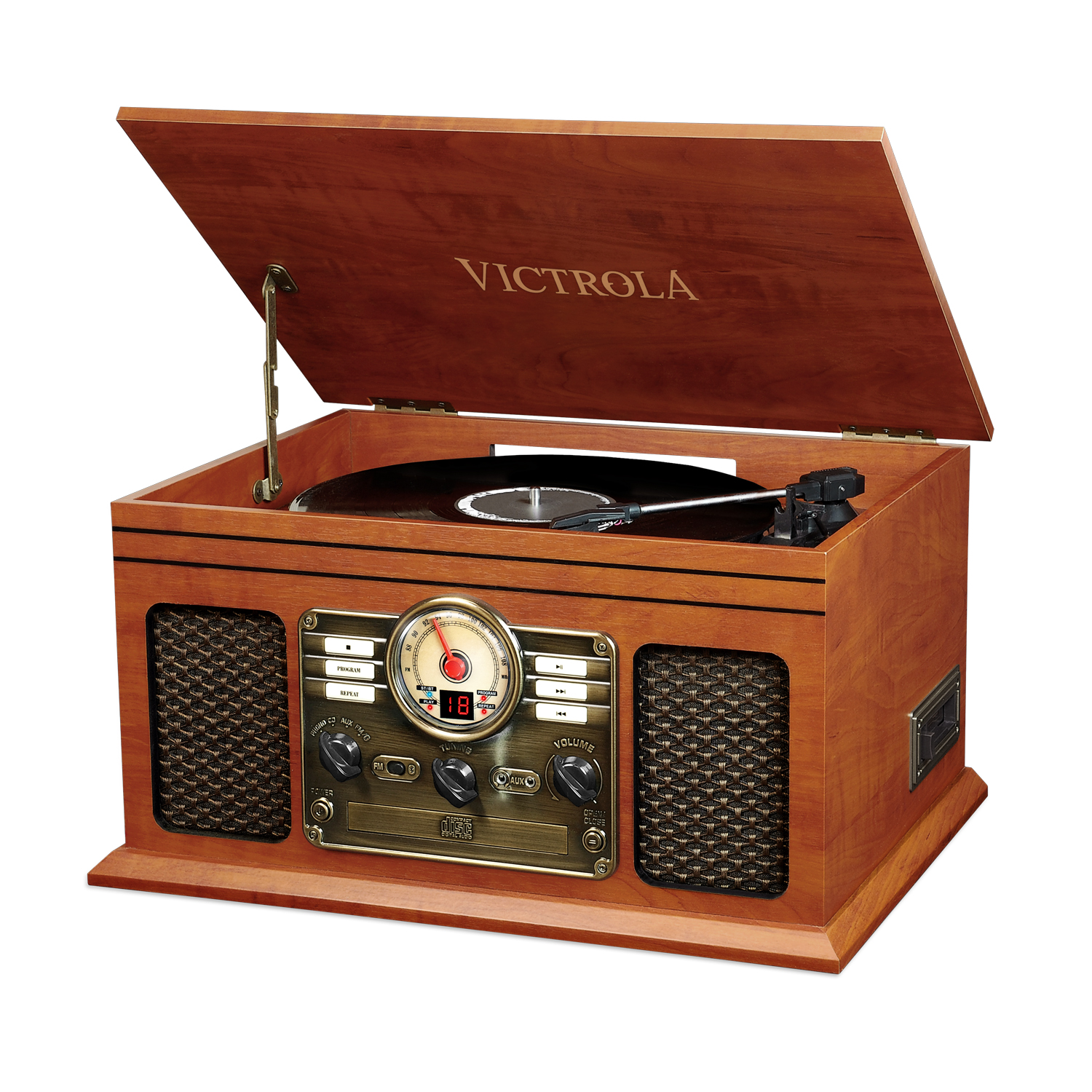 VTA-200B-MAH, 6-in-1 wooden centry record player, 3-speed, mahogany
