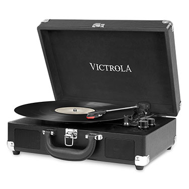 VSC-550BT-BLK, suitcase record player 3-speed stereo speakers, black