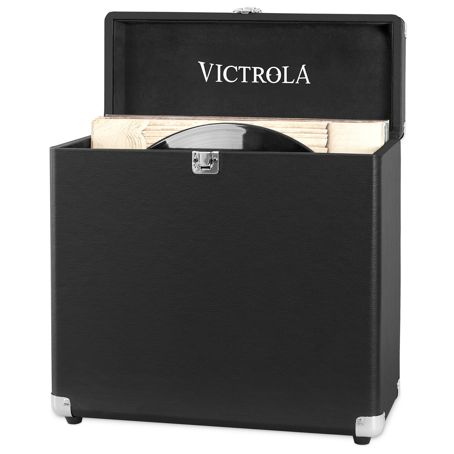 VSC-20-BK, storage case vinyl records up to 30pcs, immit. leather, black