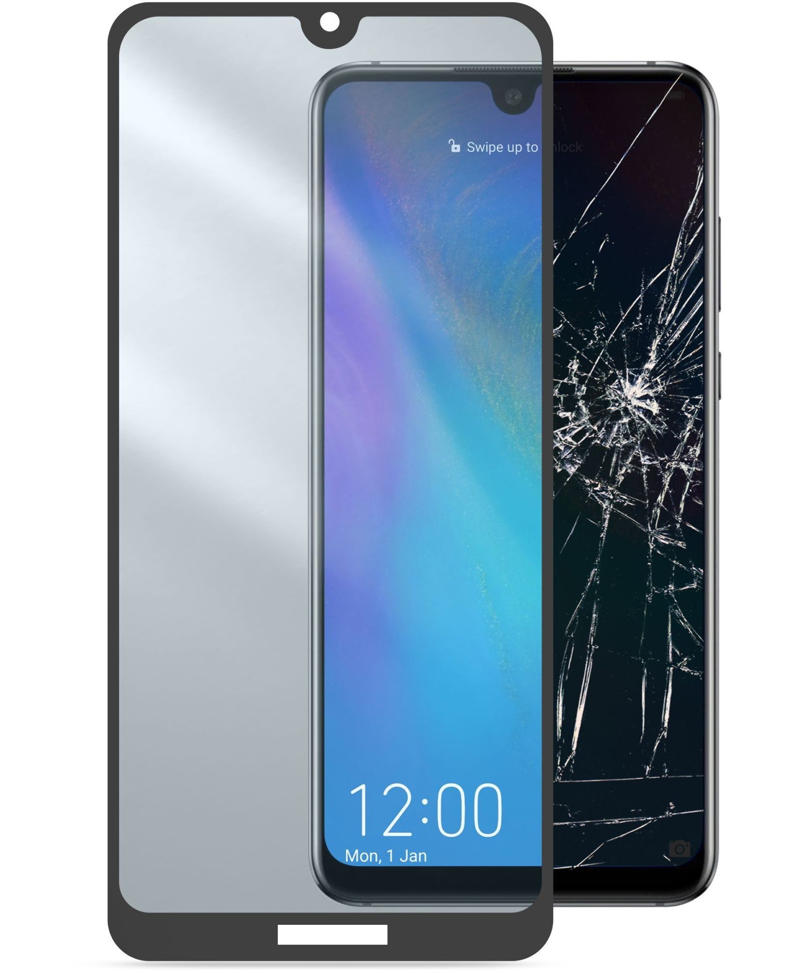 Huawei Y7 (2019), prot. d'cran verre tremp capsule, noir