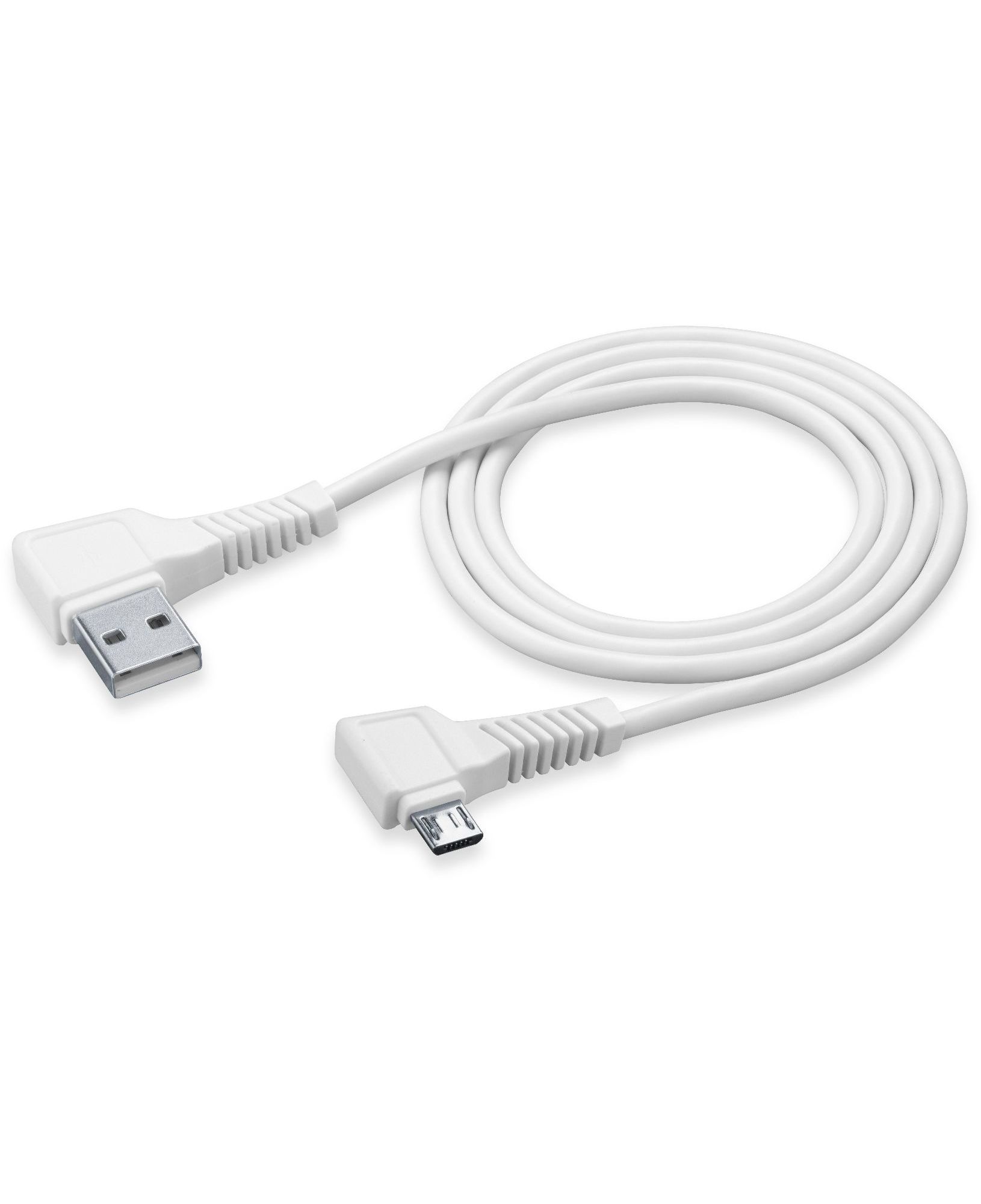 Usb kabel, micro-usb connector hoek 1,2m, wit