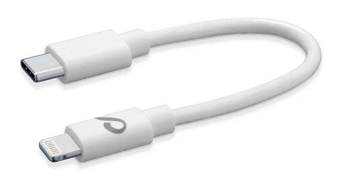 Usb kabel, usb-c to Apple lightning 15cm, wit