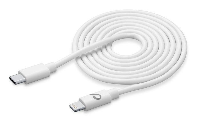 Usb kabel, usb-c to Apple lightning 2m, wit