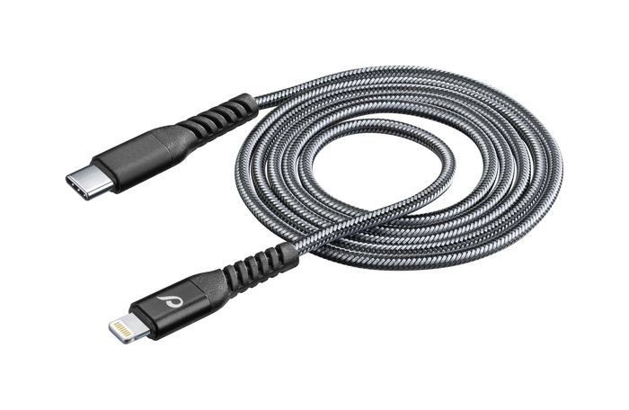 Usb cable, kevlar usb-c to Apple lightning 1,2m, black