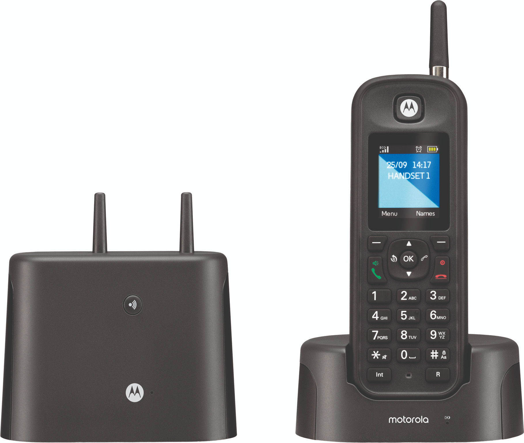 O211, dect outdoor single handset answering machine, black