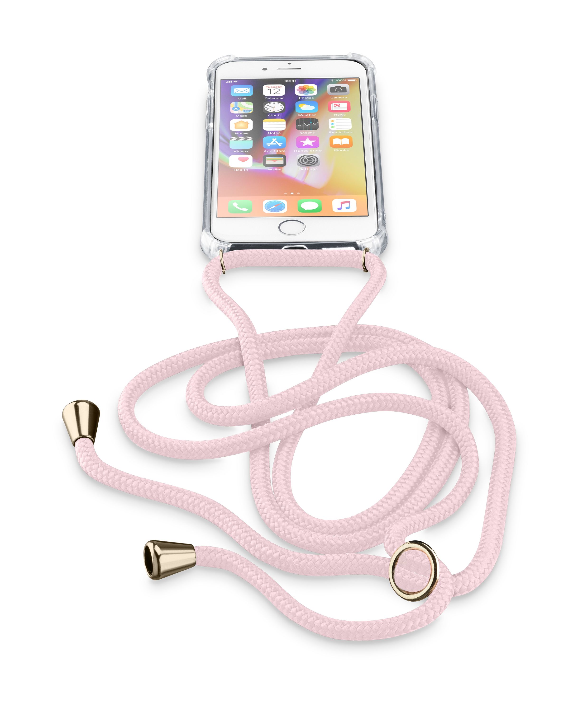 iPhone SE (2020)/8/7/6s/6, hoesje aanpasbaar koord, roze