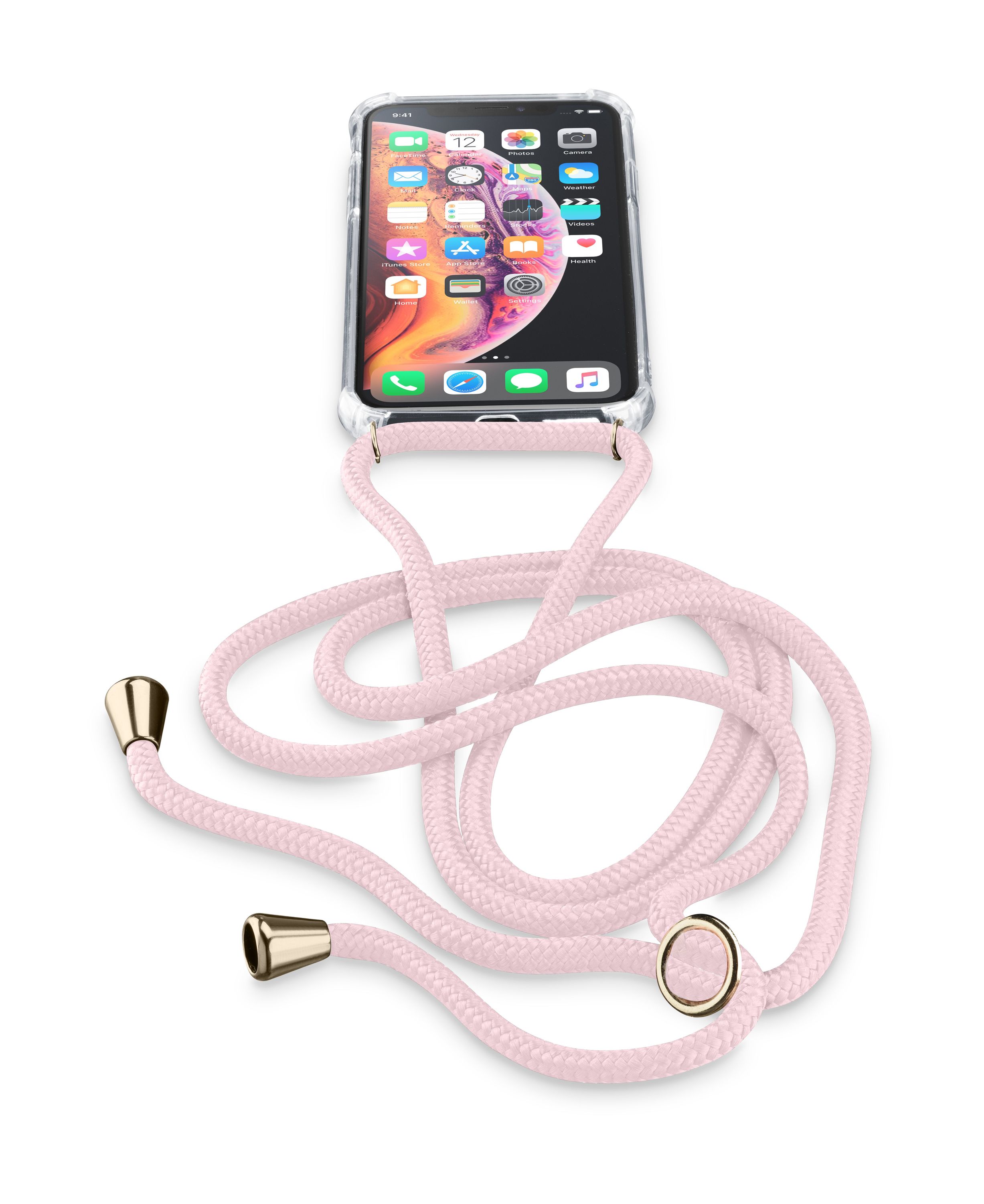 iPhone Xs/X, hoesje aanpasbaar koord, roze