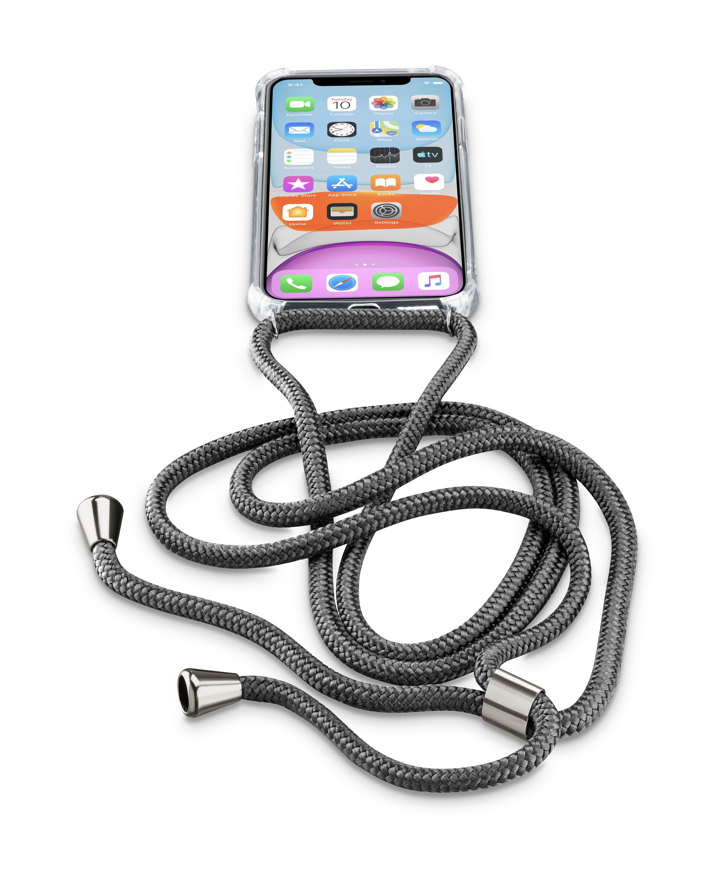 iPhone 11, hoesje aanpasbaar koord, zwart