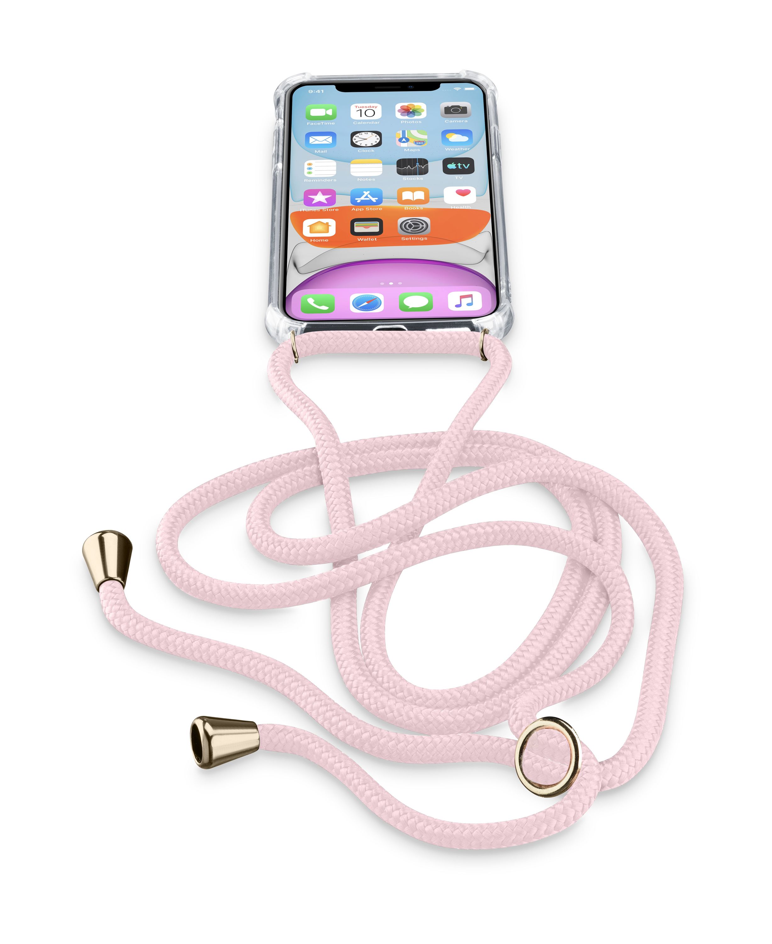 iPhone 11, hoesje aanpasbaar koord, roze